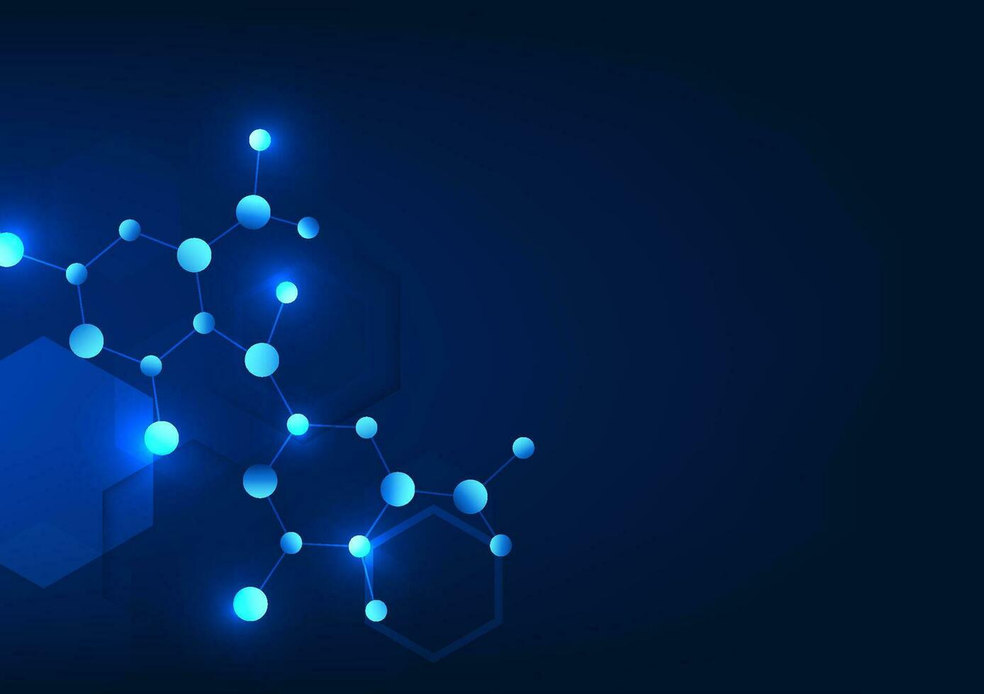 Biotechnology background Shows images of molecular structures, Showing research and experimentation at the molecular level to create products that are beneficial to humans. vector