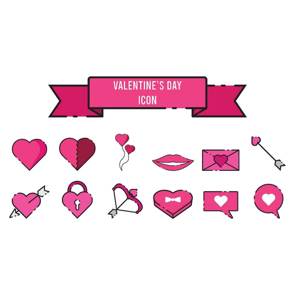 valentine's day icon set vector