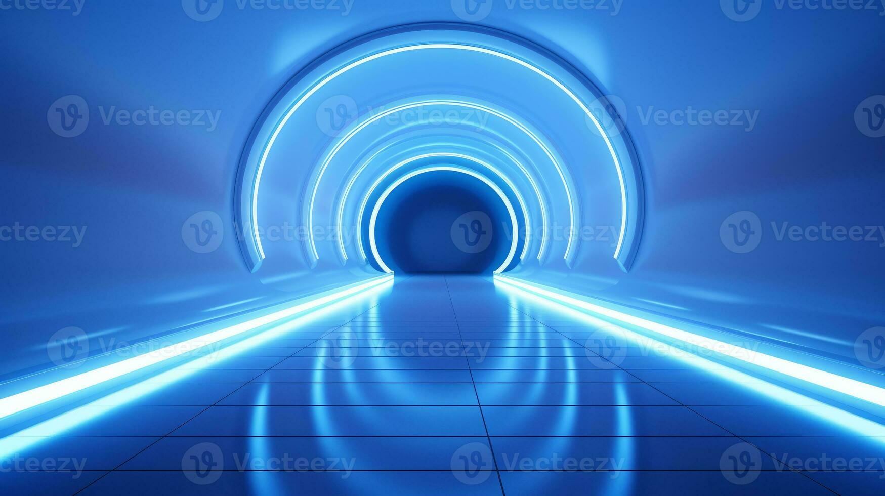 AI generated Empty futuristic tunnel. Technology Design. photo