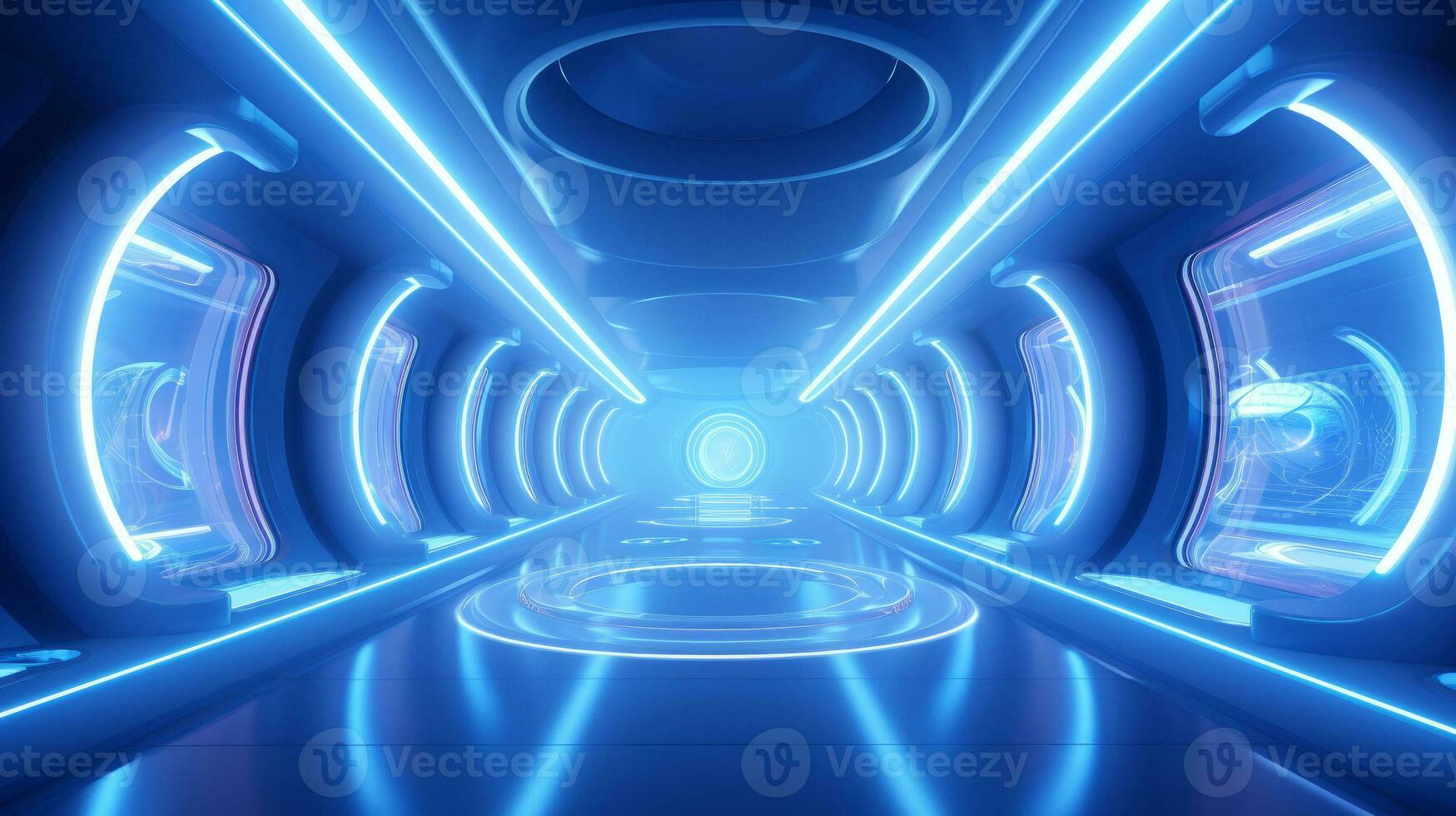 AI generated Empty futuristic tunnel. Technology Design. photo