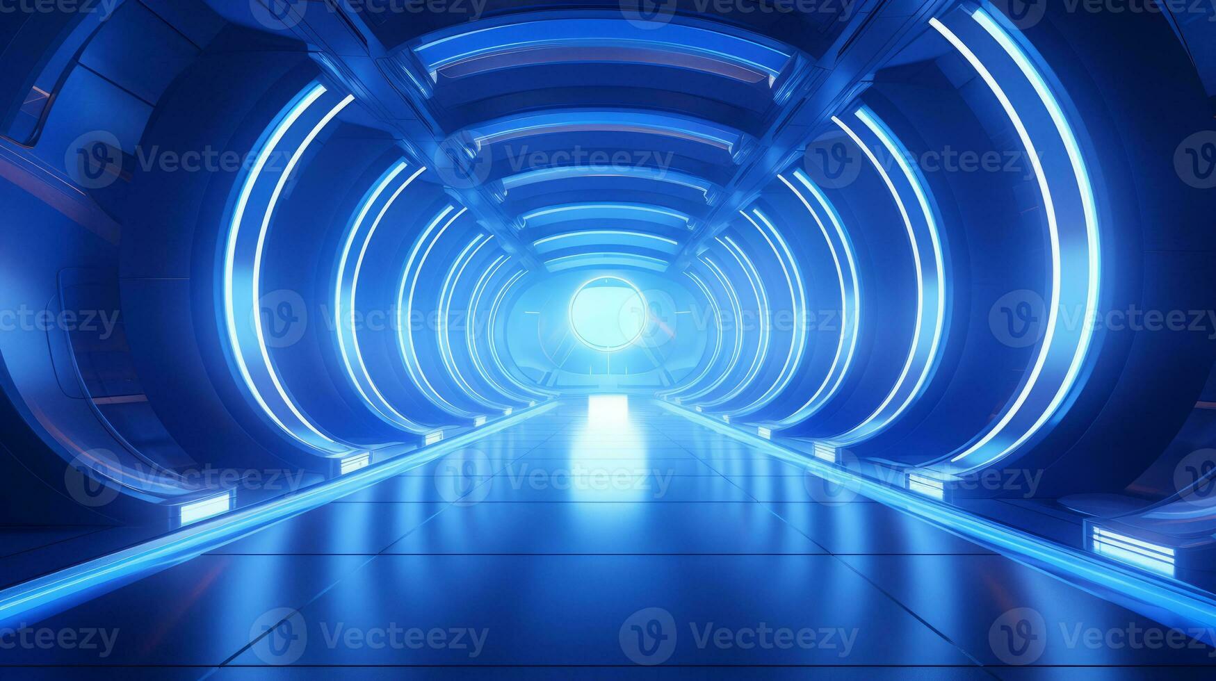 AI generated Empty futuristic tunnel. Technology Design. photo