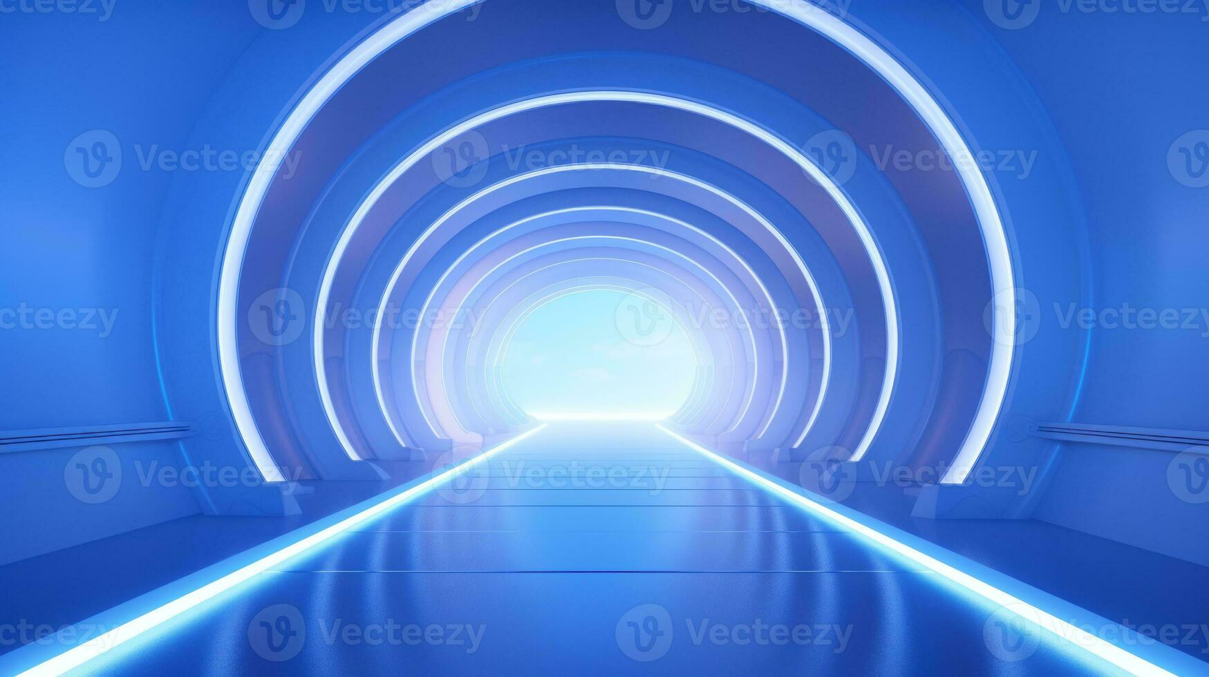 AI generated Empty futuristic tunnel. Technology Design. photo