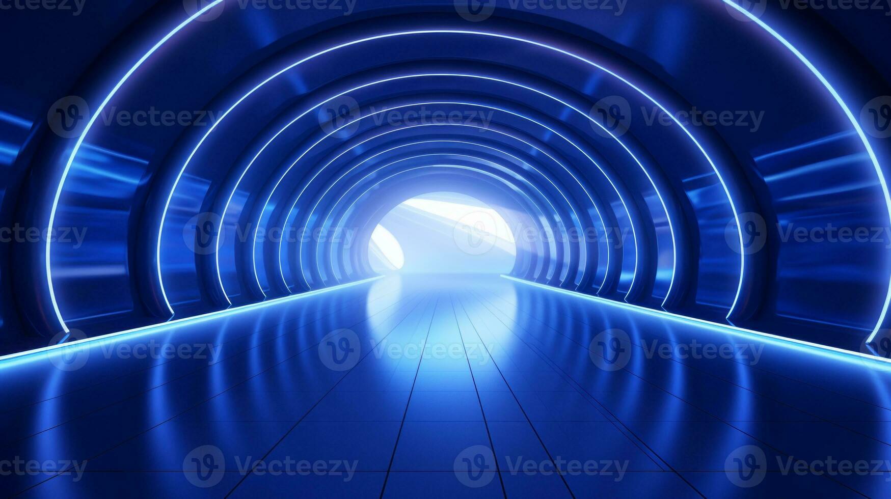 AI generated Empty futuristic tunnel. Technology Design. photo