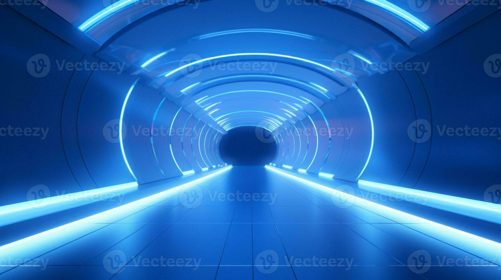 AI generated Empty futuristic tunnel. Technology Design. photo
