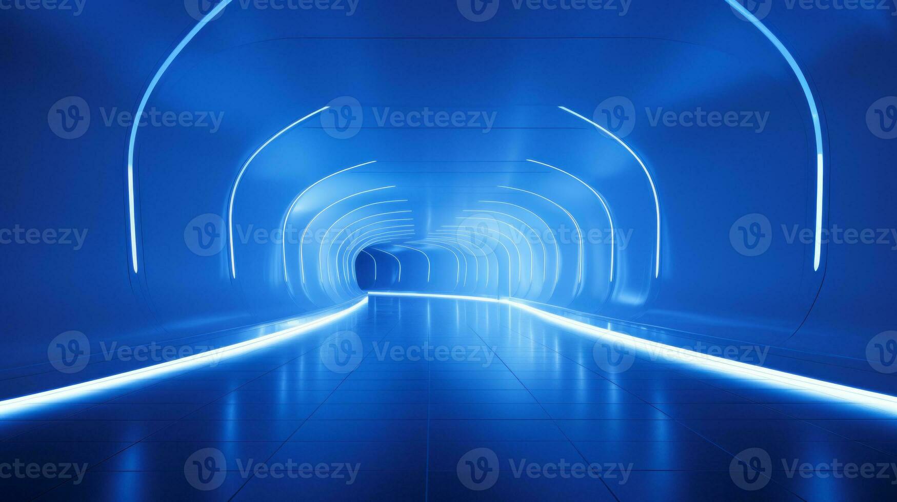 AI generated Empty futuristic tunnel. Technology Design. photo
