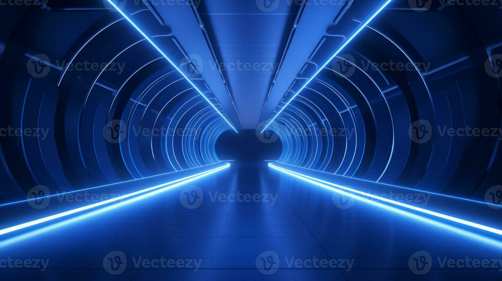AI generated Empty futuristic tunnel. Technology Design. photo