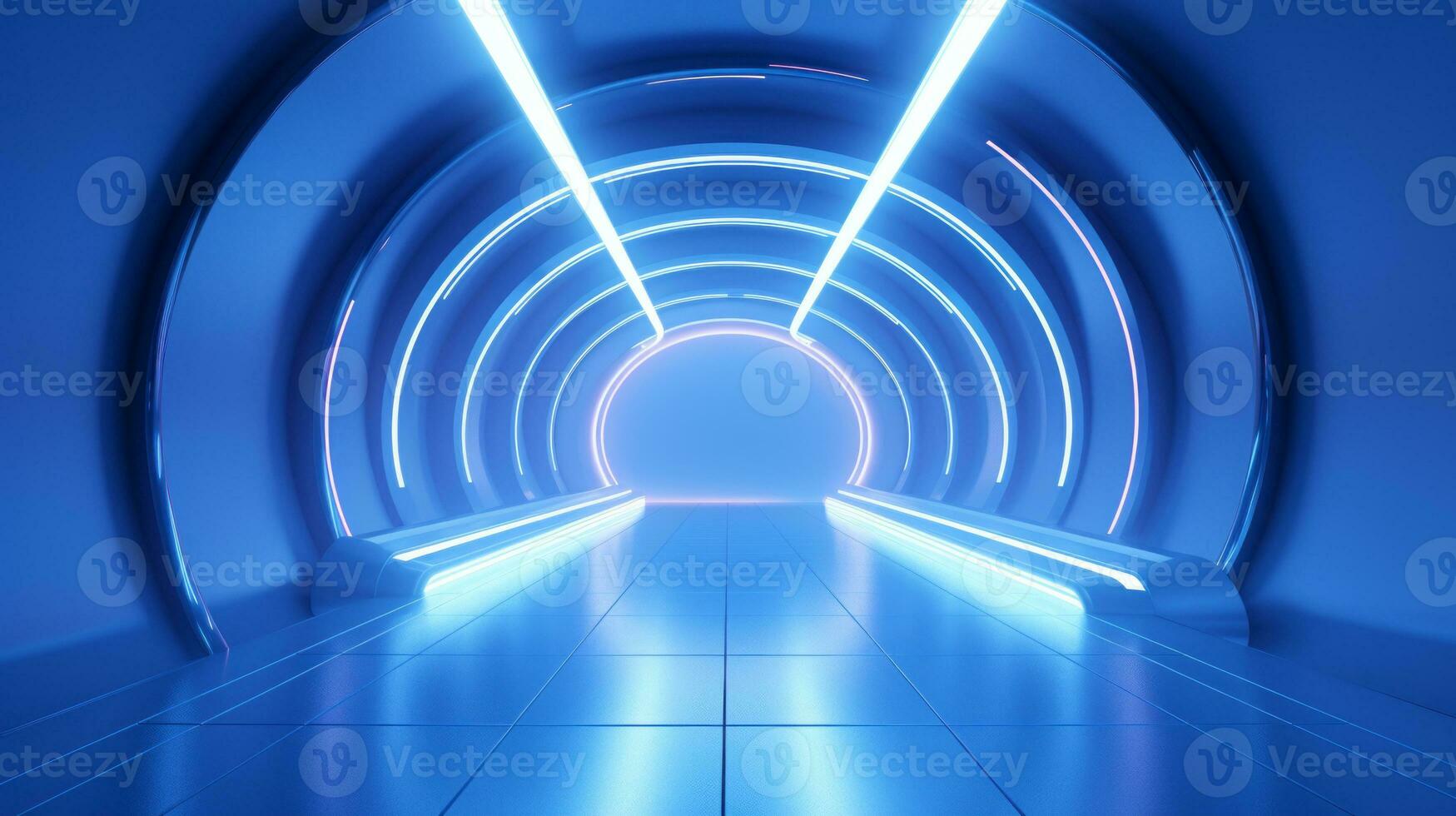 AI generated Empty futuristic tunnel. Technology Design. photo