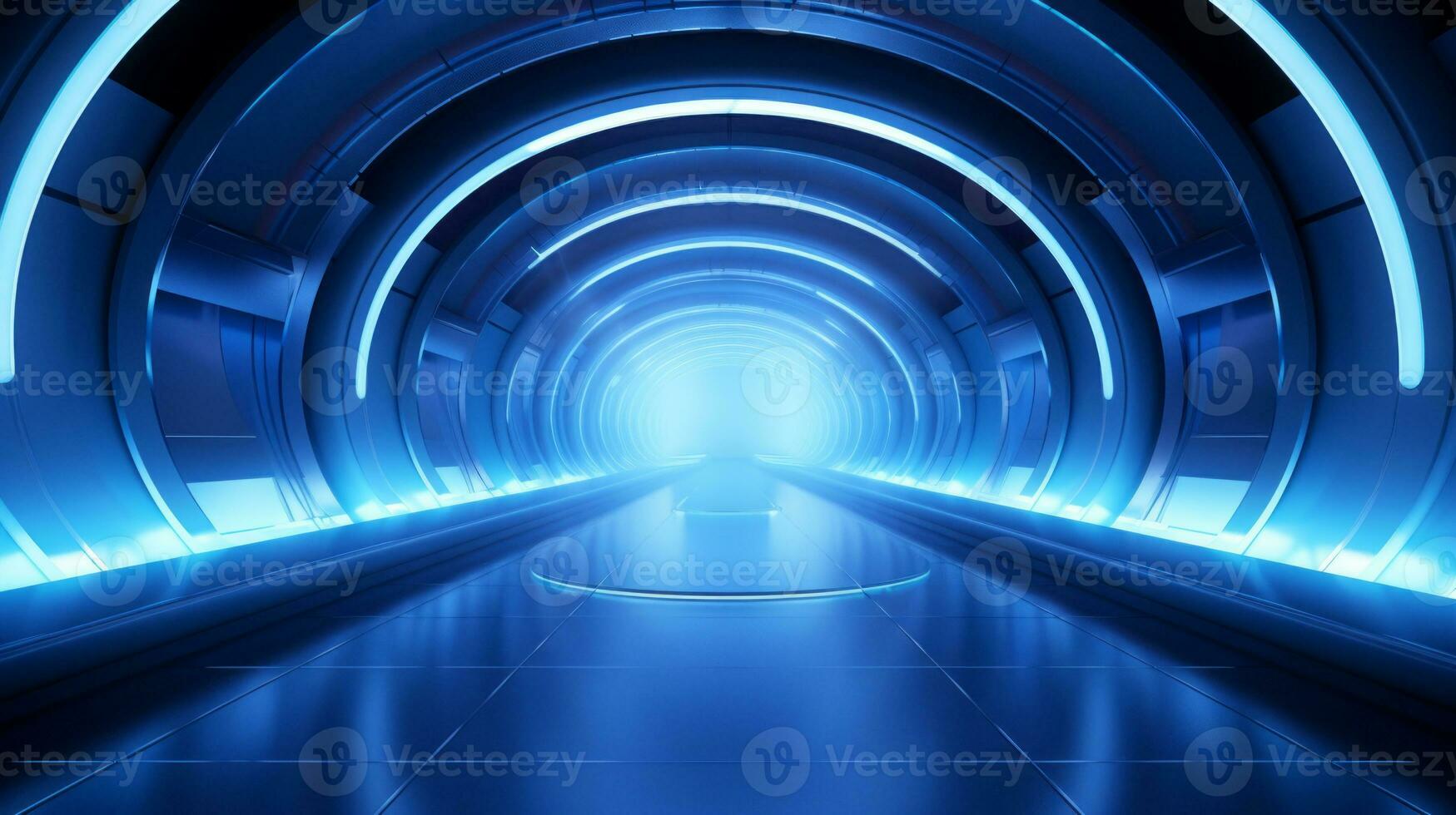 AI generated Empty futuristic tunnel. Technology Design. photo