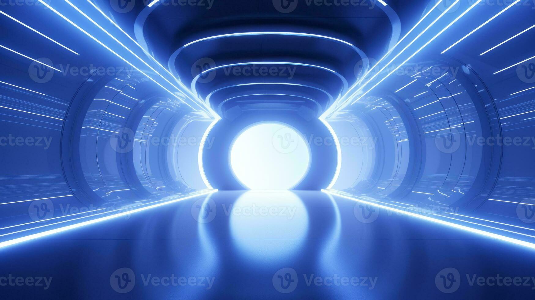 AI generated Empty futuristic tunnel. Technology Design. photo