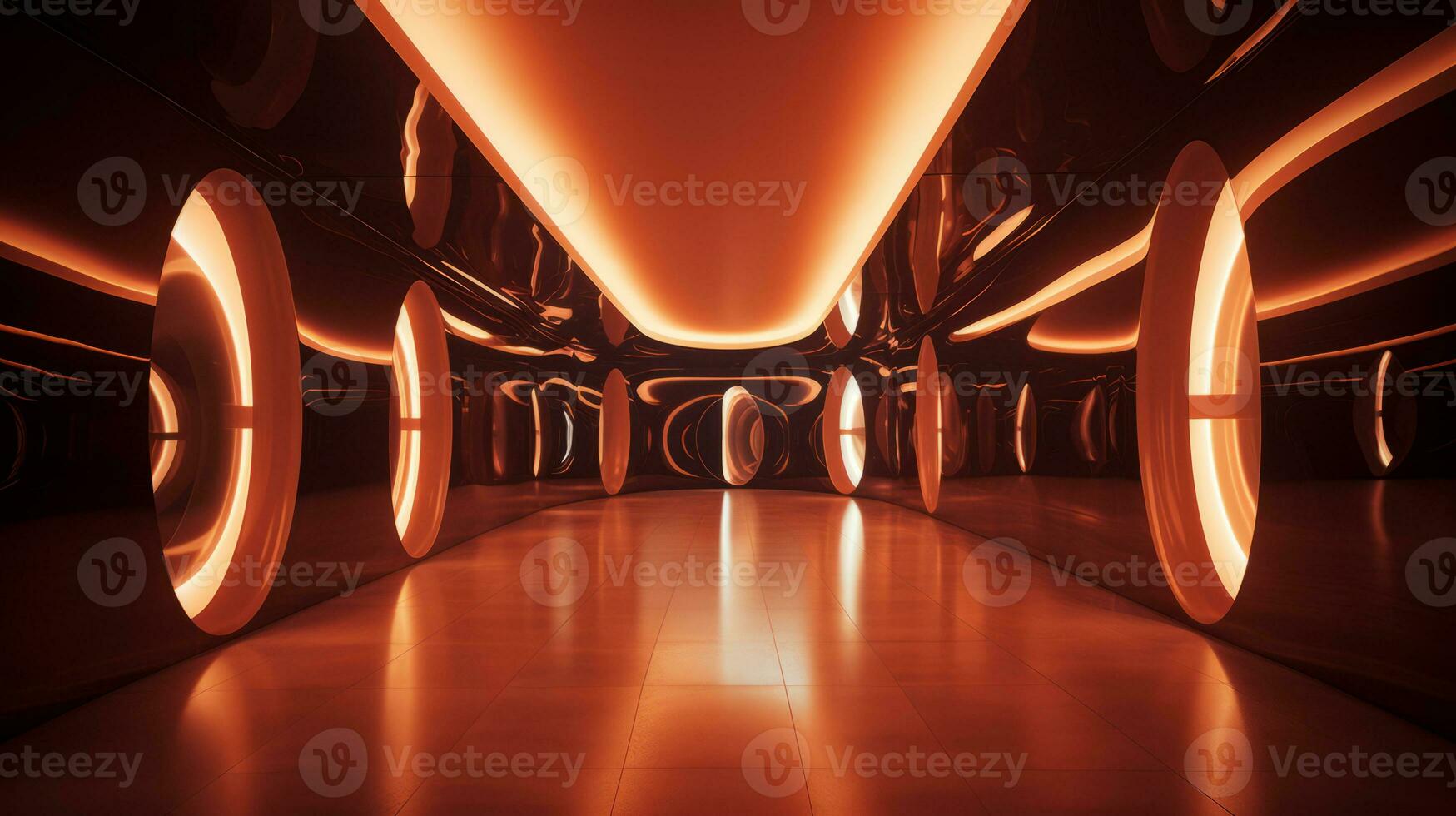 AI generated Empty futuristic tunnel. Technology Design. photo
