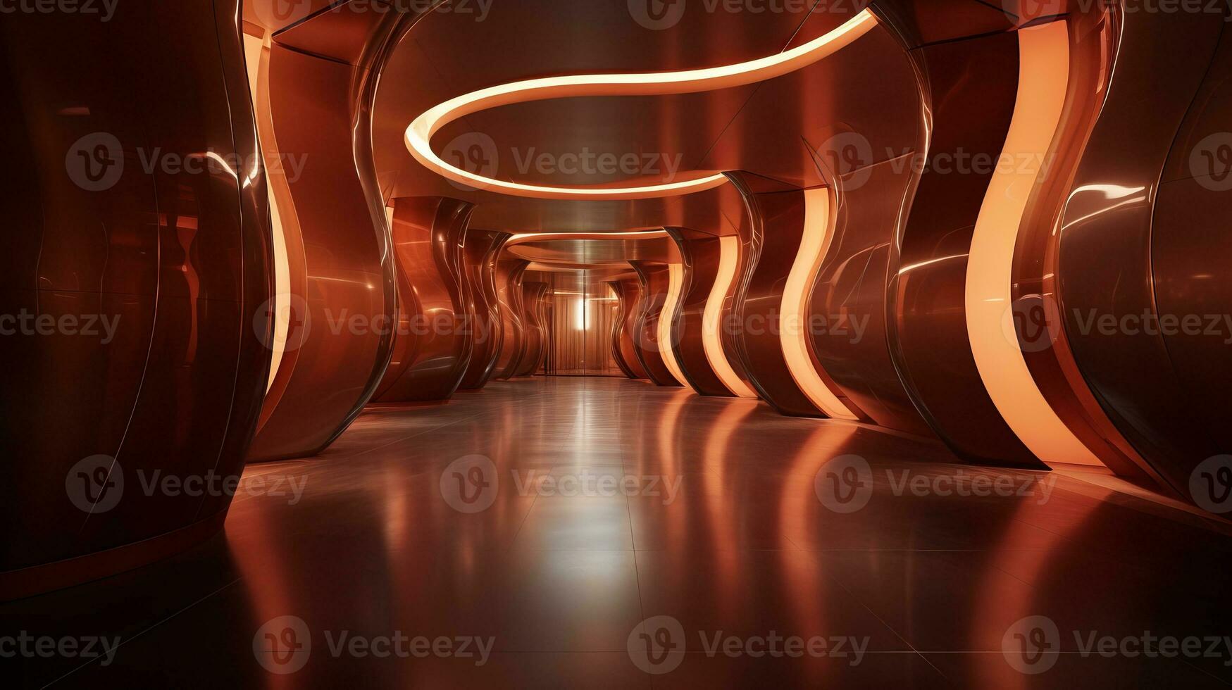 AI generated Empty futuristic tunnel. Technology Design. photo