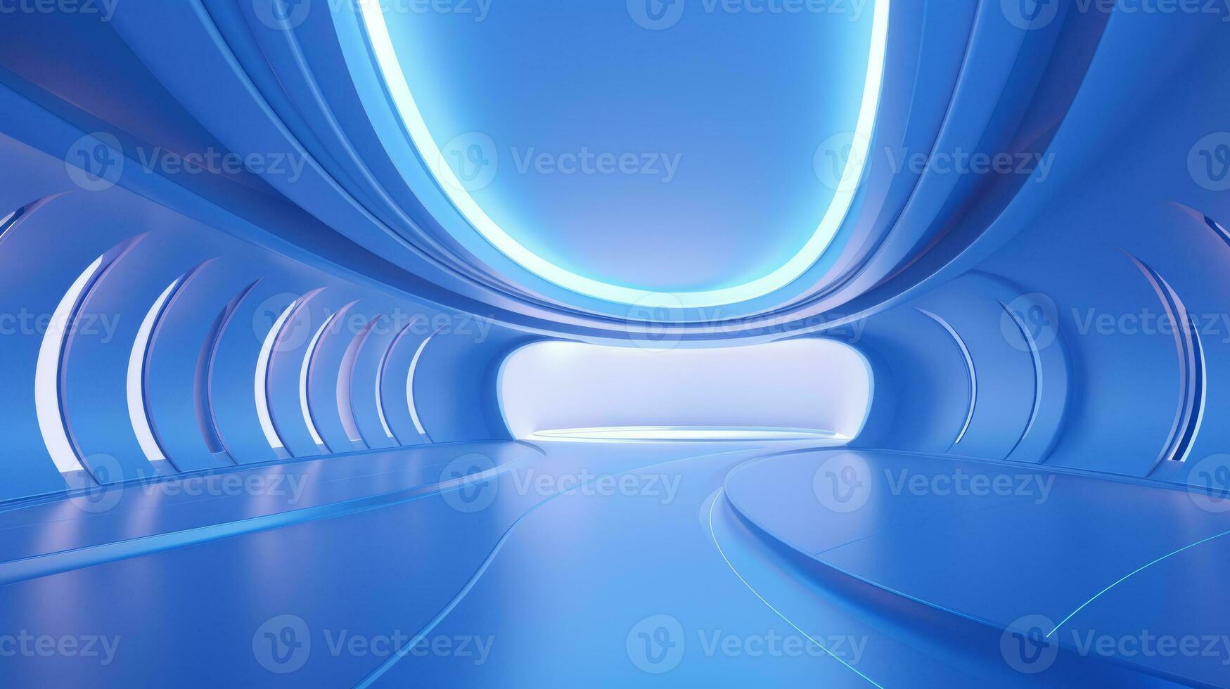AI generated Empty futuristic tunnel. Technology Design. photo
