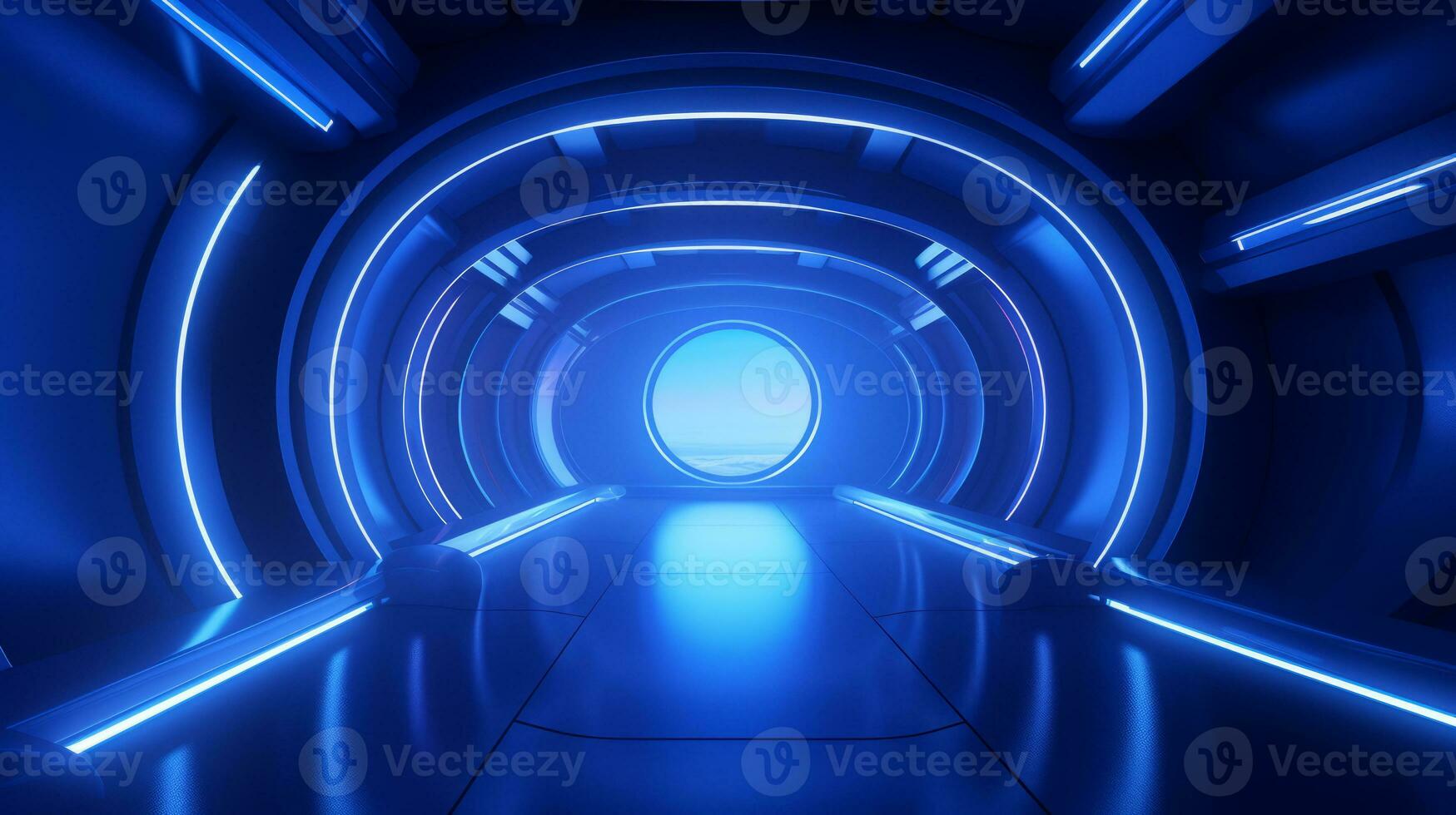 AI generated Empty futuristic tunnel. Technology Design. photo