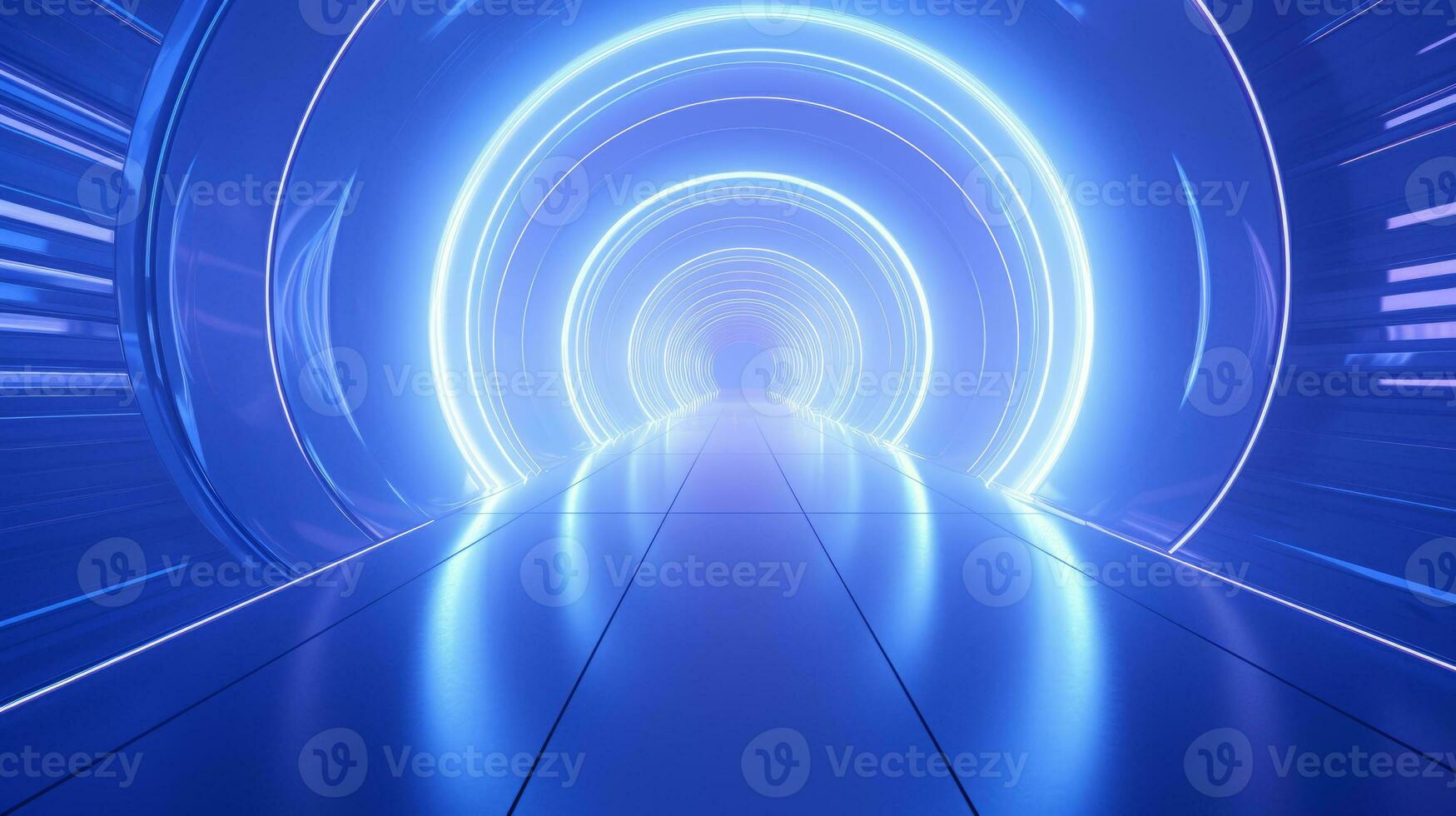 AI generated Empty futuristic tunnel. Technology Design. photo