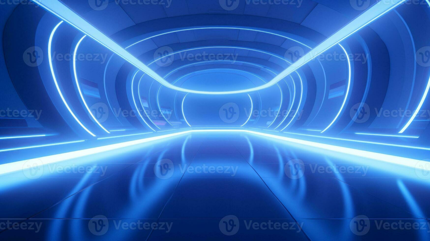 AI generated Empty futuristic tunnel. Technology Design. photo