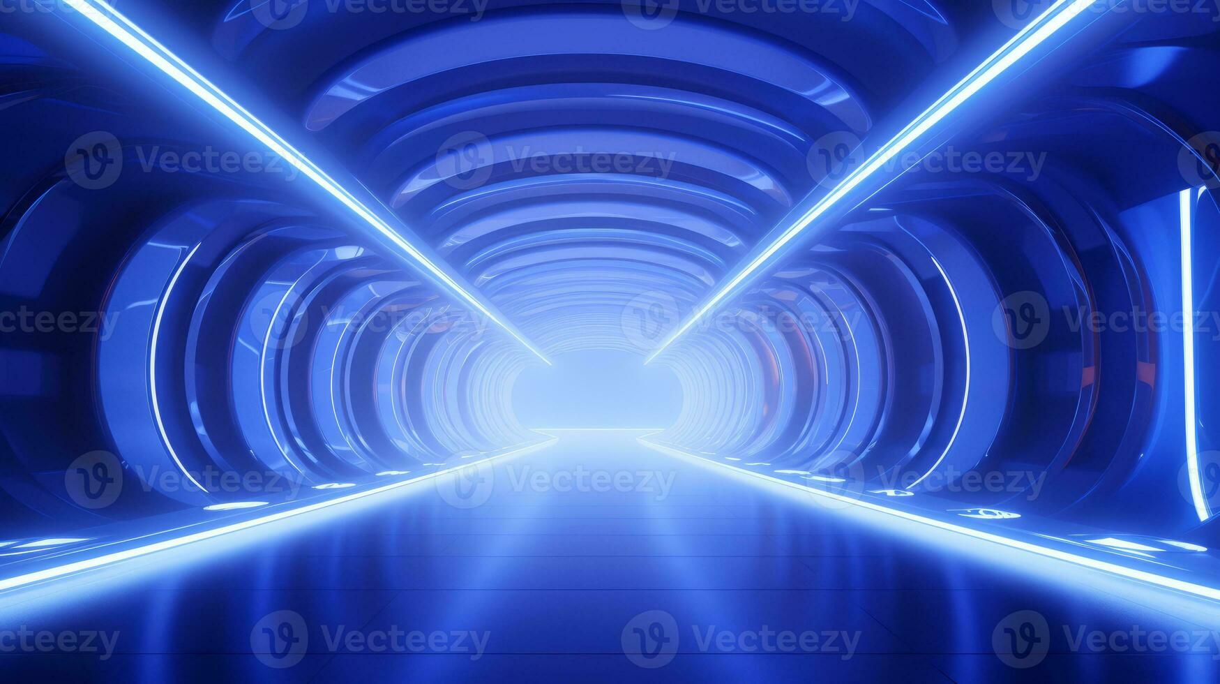 AI generated Empty futuristic tunnel. Technology Design. photo
