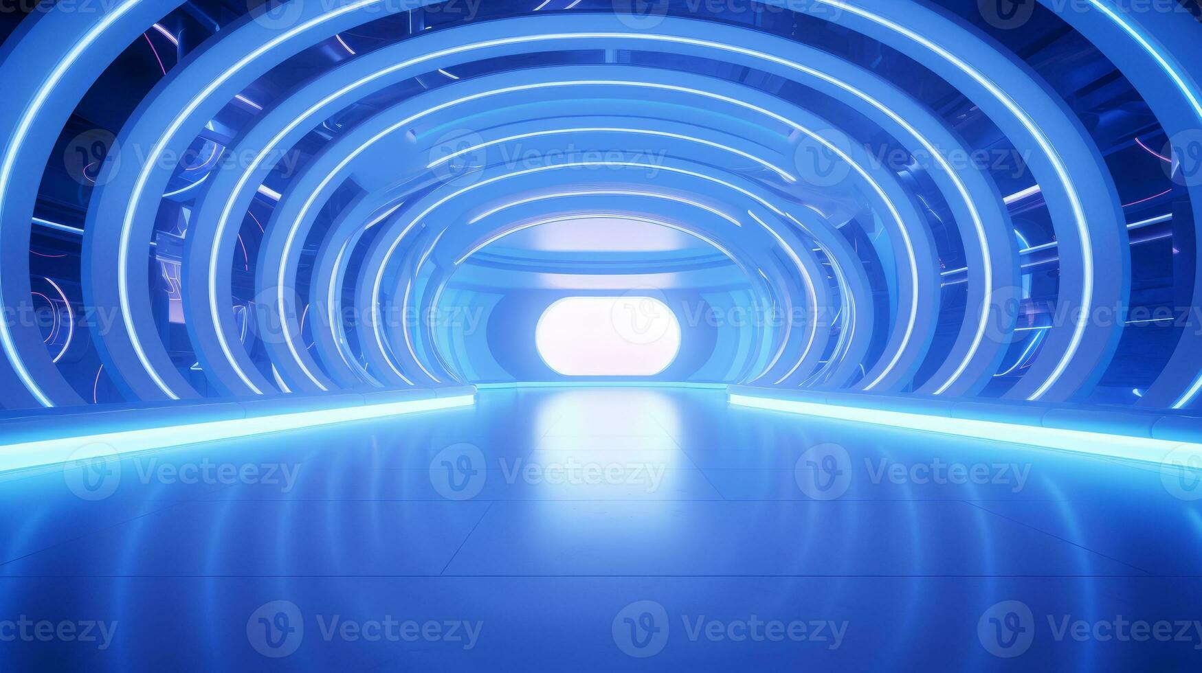 AI generated Empty futuristic tunnel. Technology Design. photo