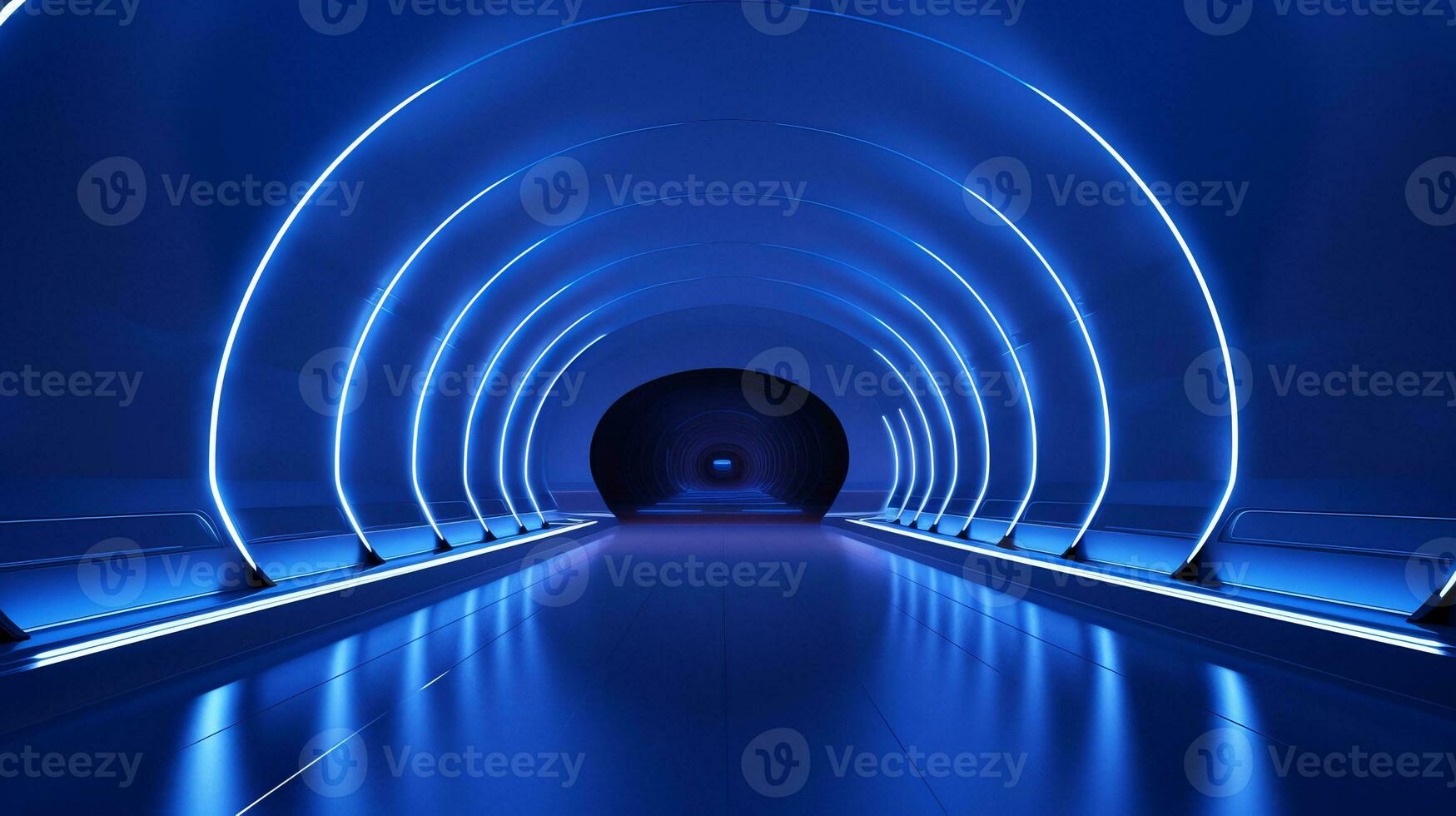 AI generated Empty futuristic tunnel. Technology Design. photo