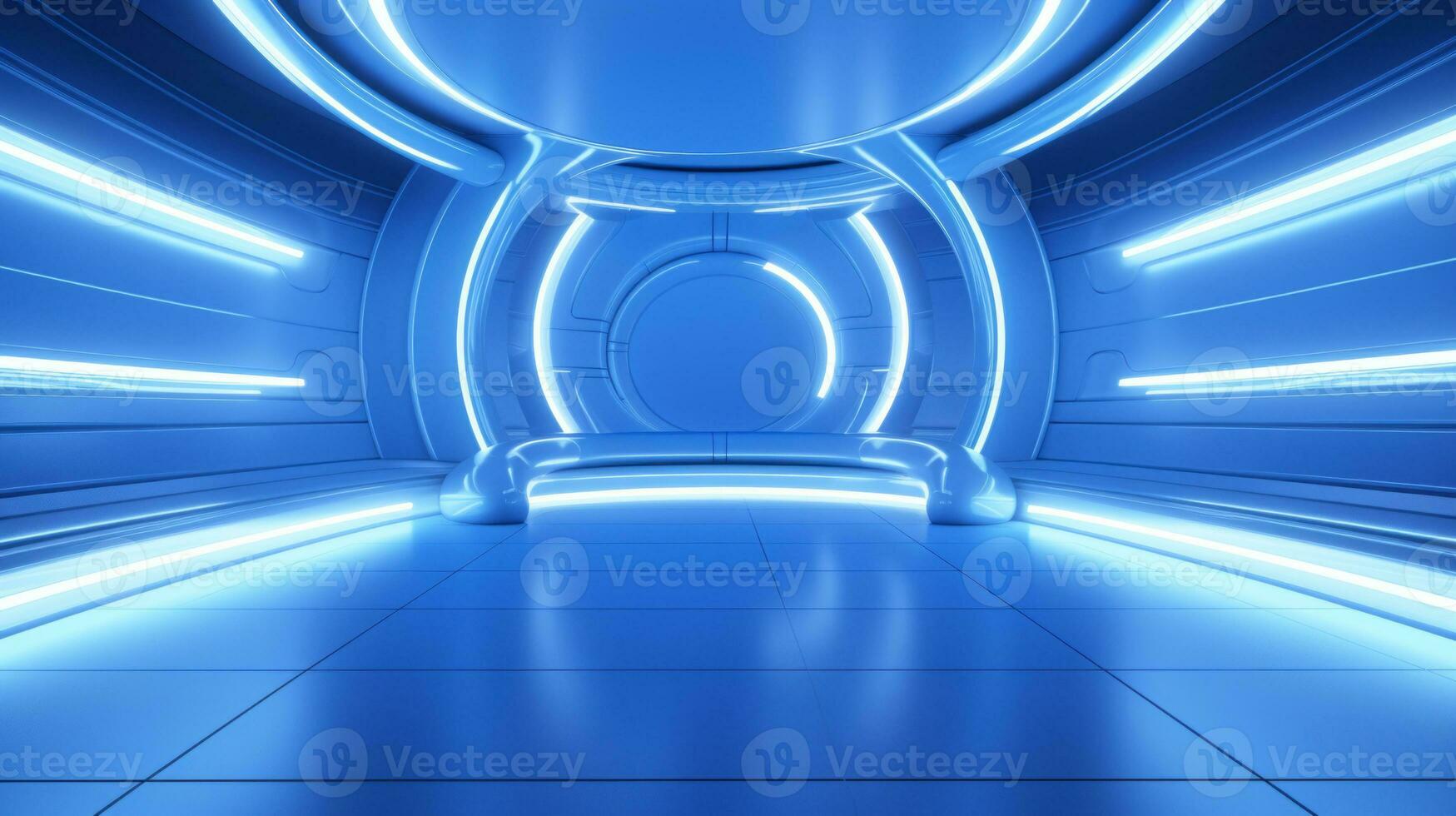 AI generated Empty futuristic tunnel. Technology Design. photo