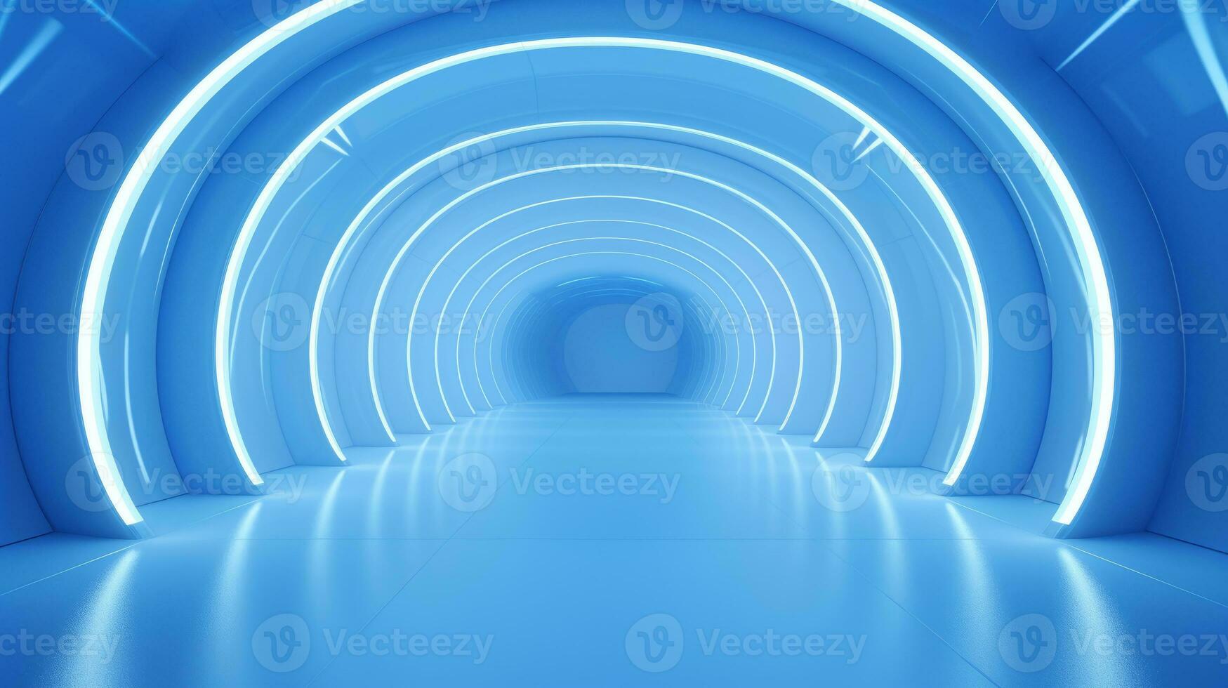 AI generated Empty futuristic tunnel. Technology Design. photo