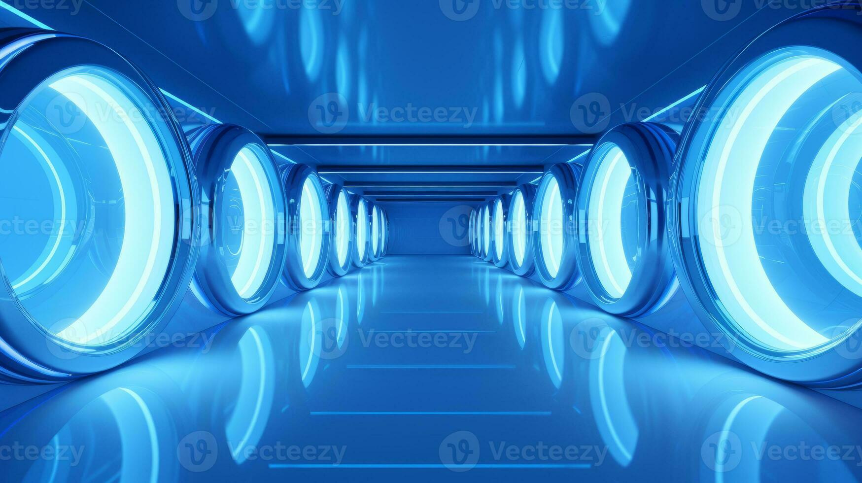 AI generated Empty futuristic tunnel. Technology Design. photo