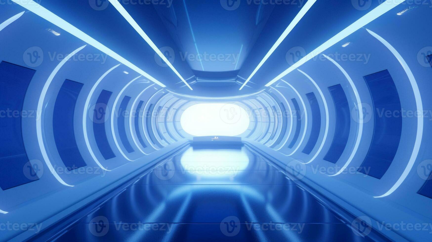 AI generated Empty futuristic tunnel. Technology Design. photo