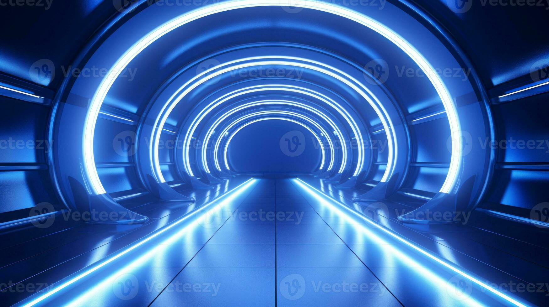 AI generated Empty futuristic tunnel. Technology Design. photo
