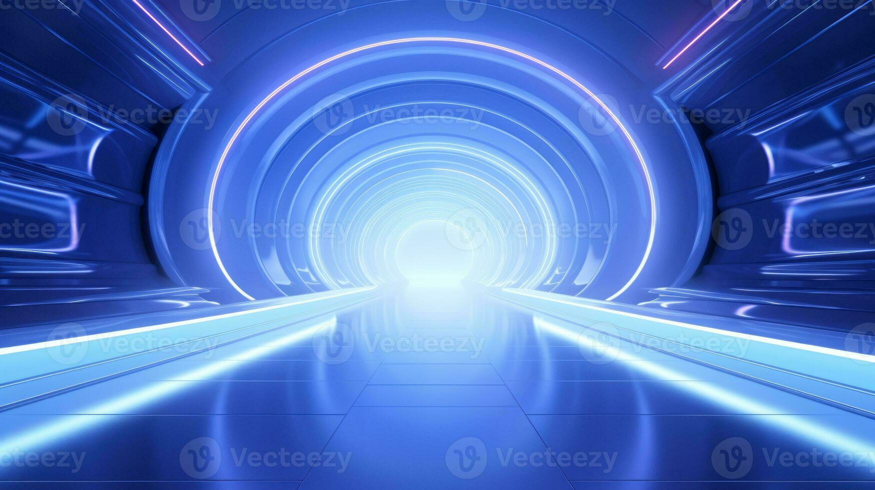 AI generated Empty futuristic tunnel. Technology Design. photo