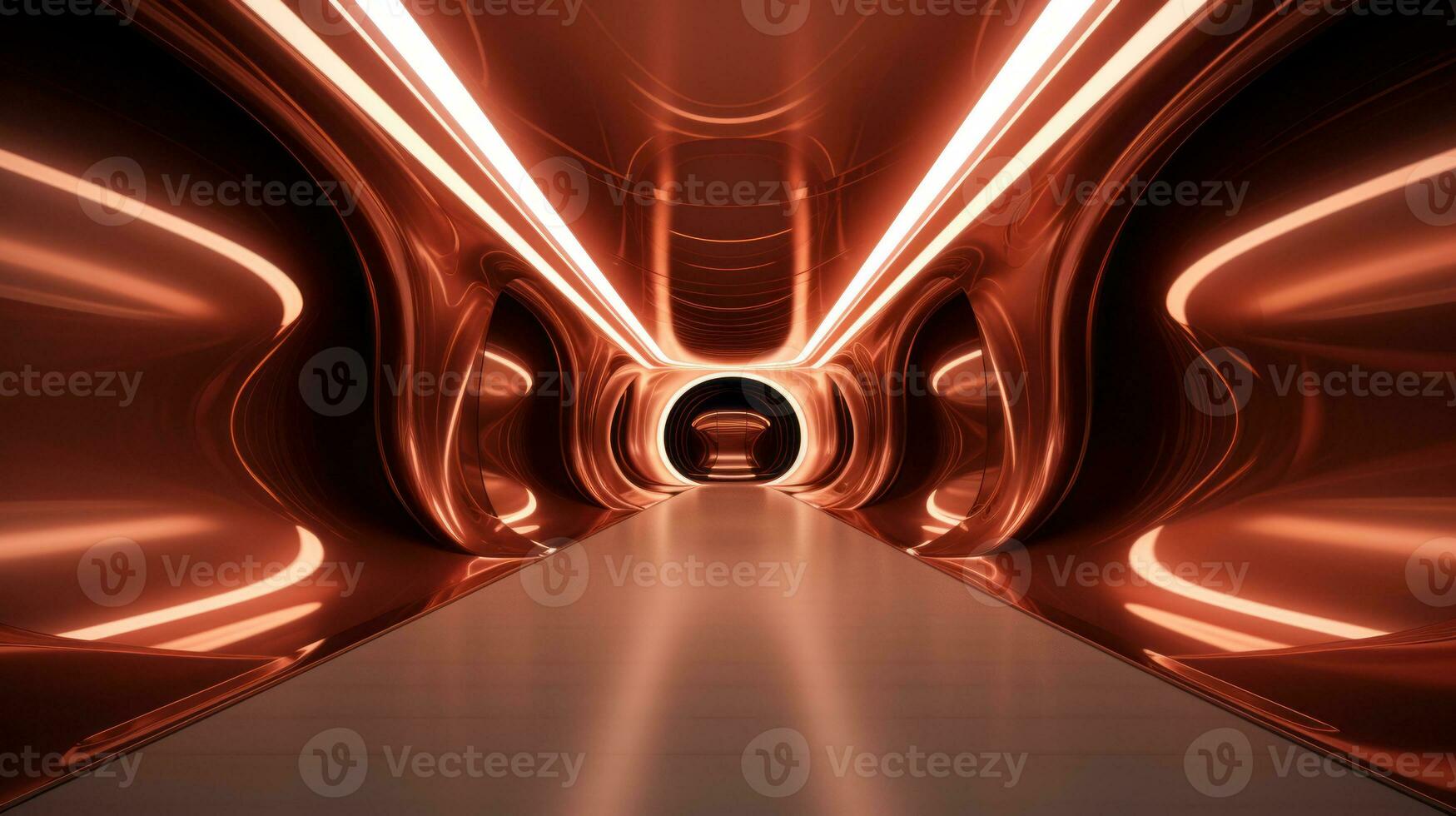 AI generated Empty futuristic tunnel. Technology Design. photo