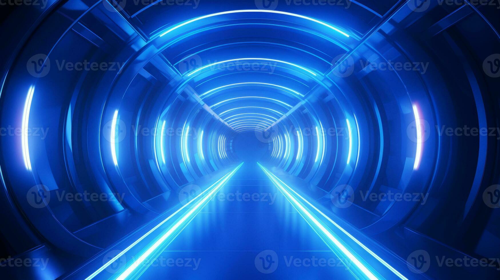 AI generated Empty futuristic tunnel. Technology Design. photo