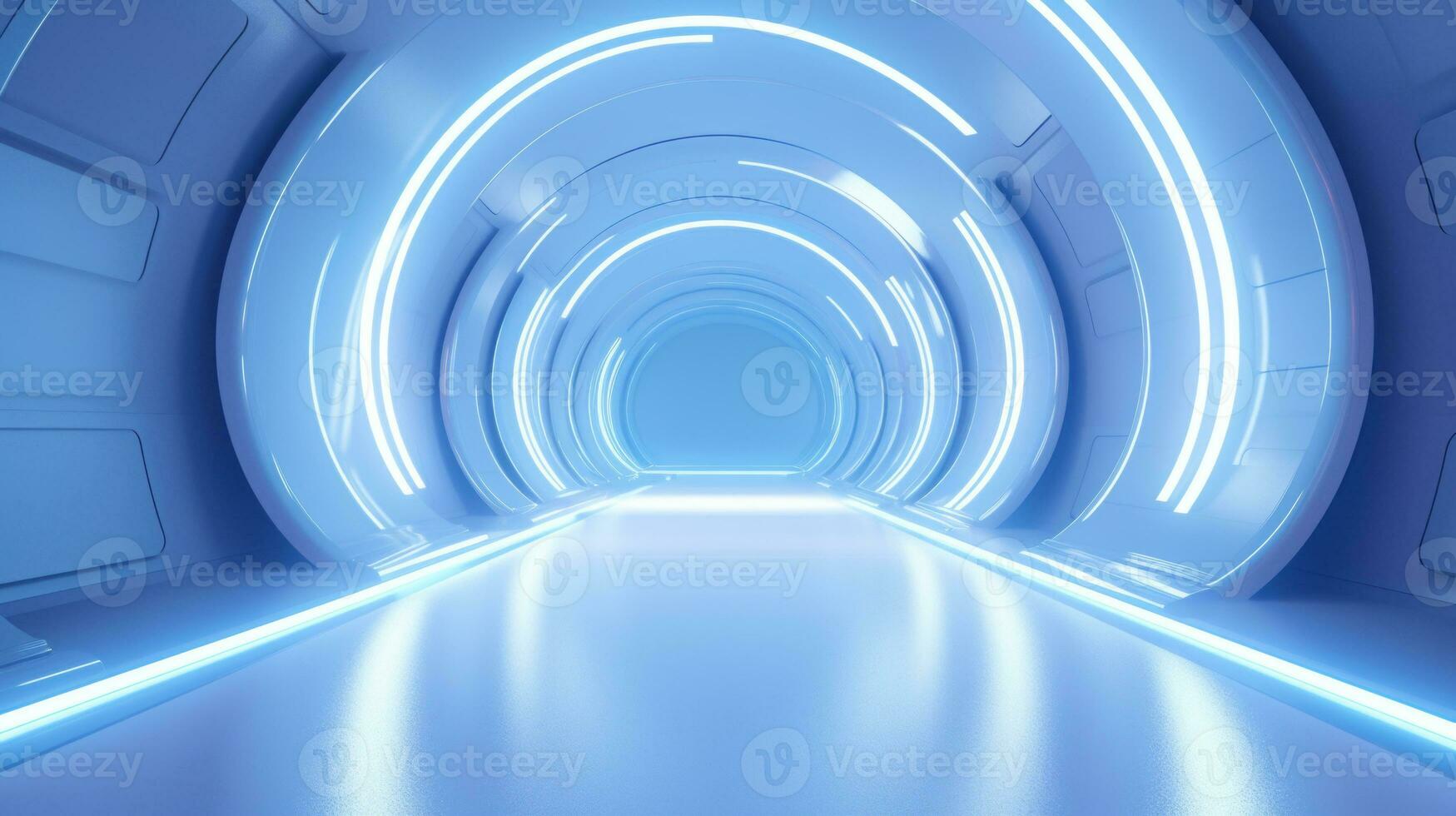 AI generated Empty futuristic tunnel. Technology Design. photo