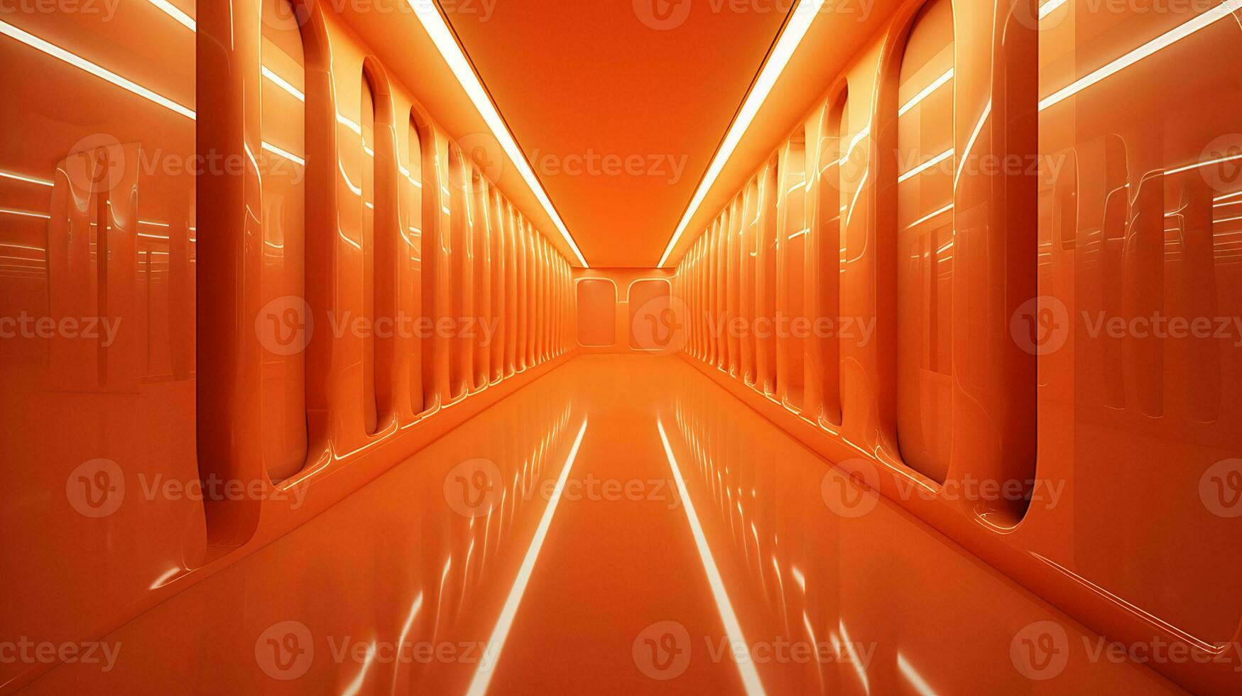 AI generated Empty futuristic tunnel. Technology Design. photo