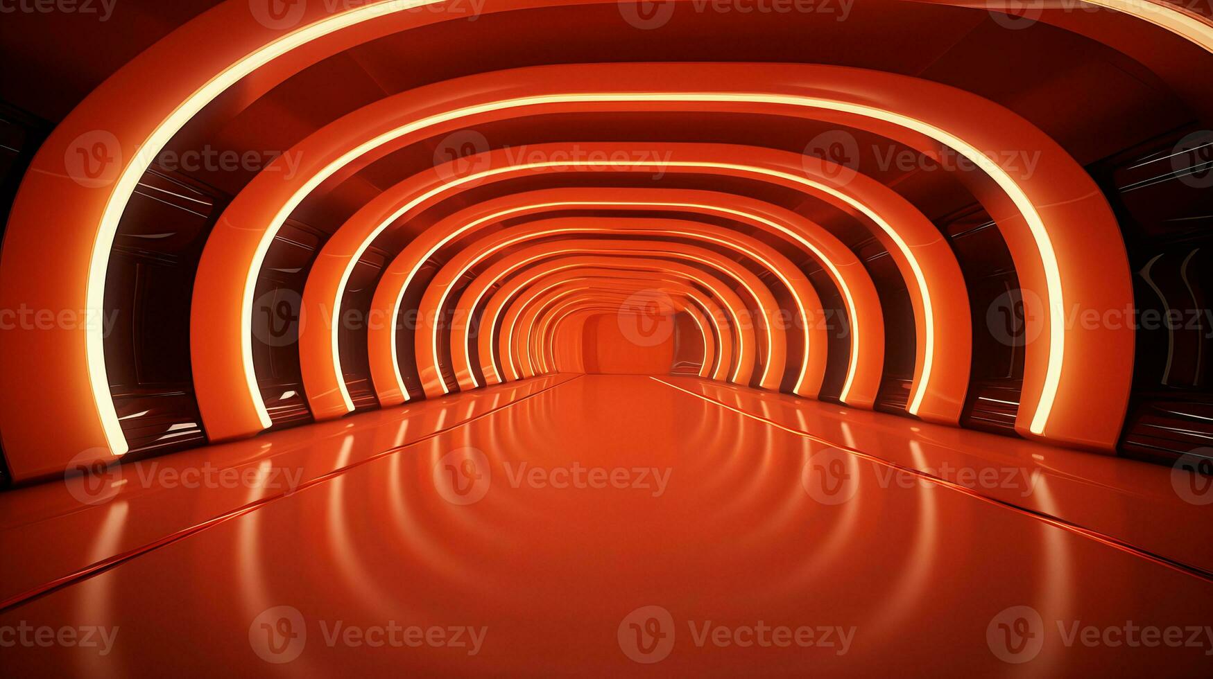 AI generated Empty futuristic tunnel. Technology Design. photo