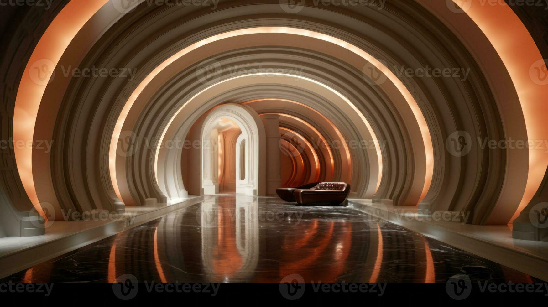 AI generated Empty futuristic tunnel. Technology Design. photo