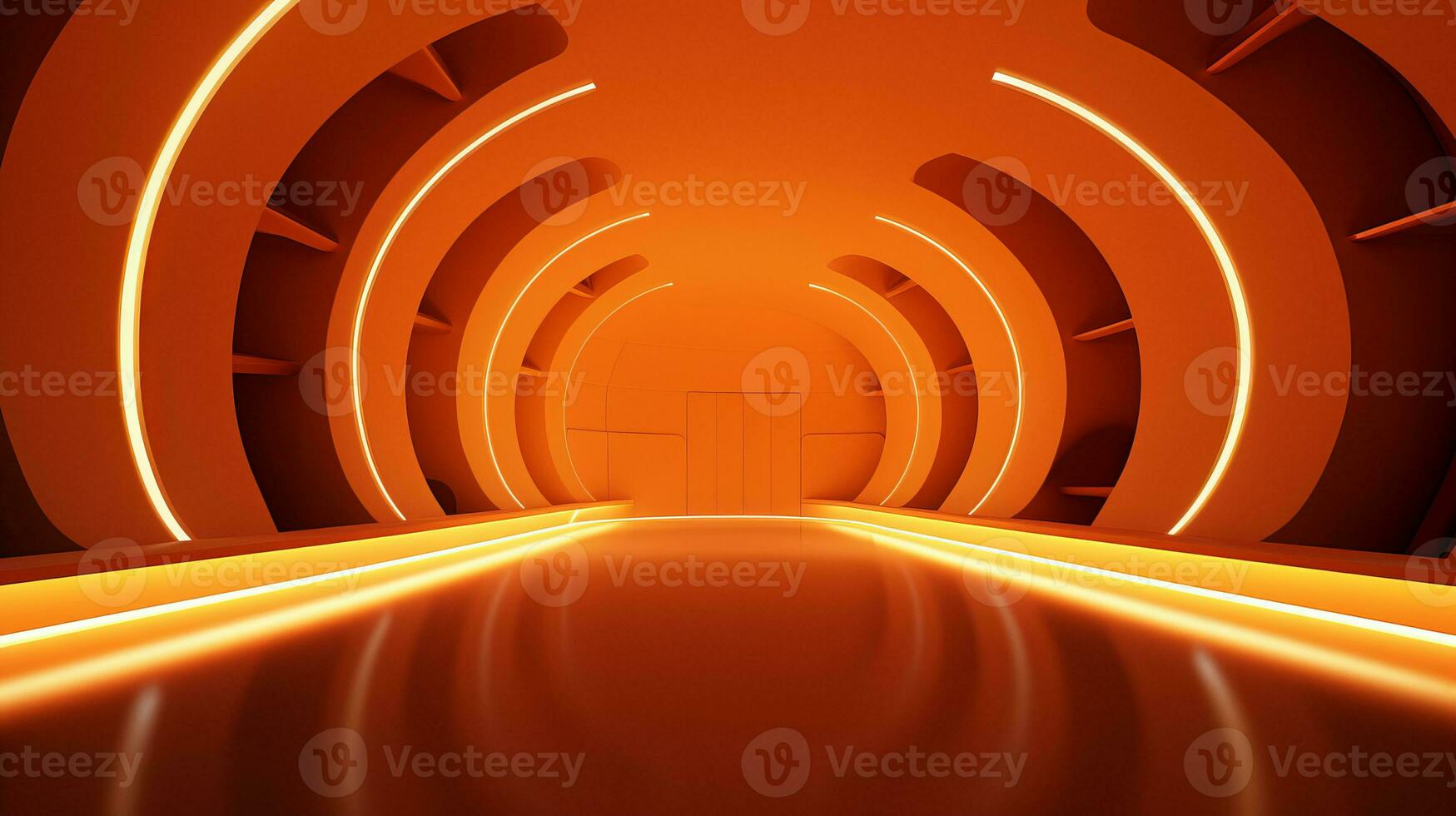 AI generated Empty futuristic tunnel. Technology Design. photo