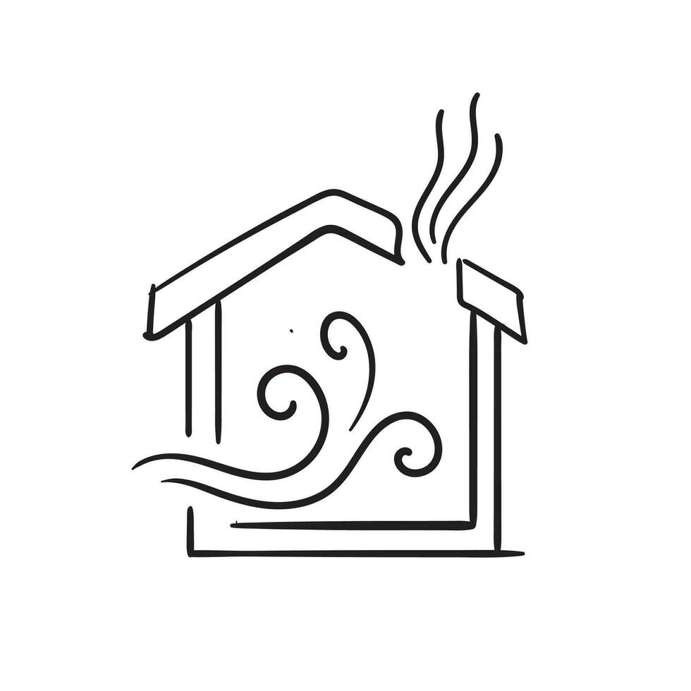 Natural home ventilation icon, ancient ventilation technique symbol vector