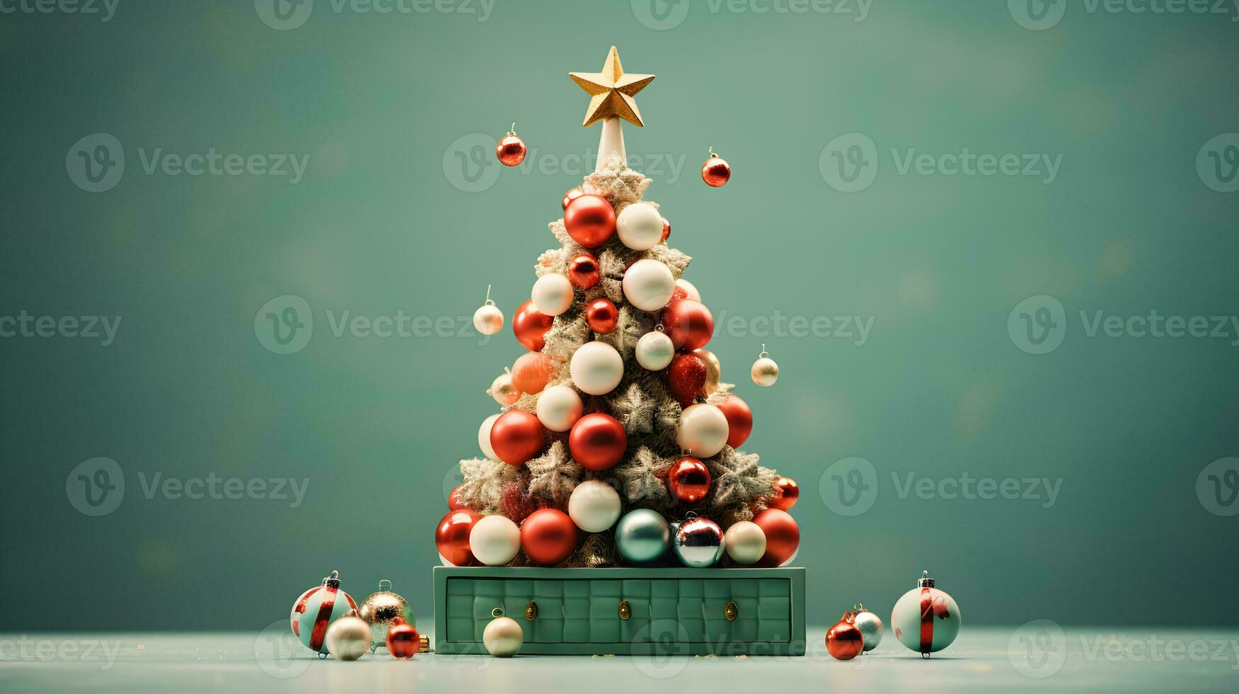 Beautiful christmas tree decorated with ornaments AI Generative photo