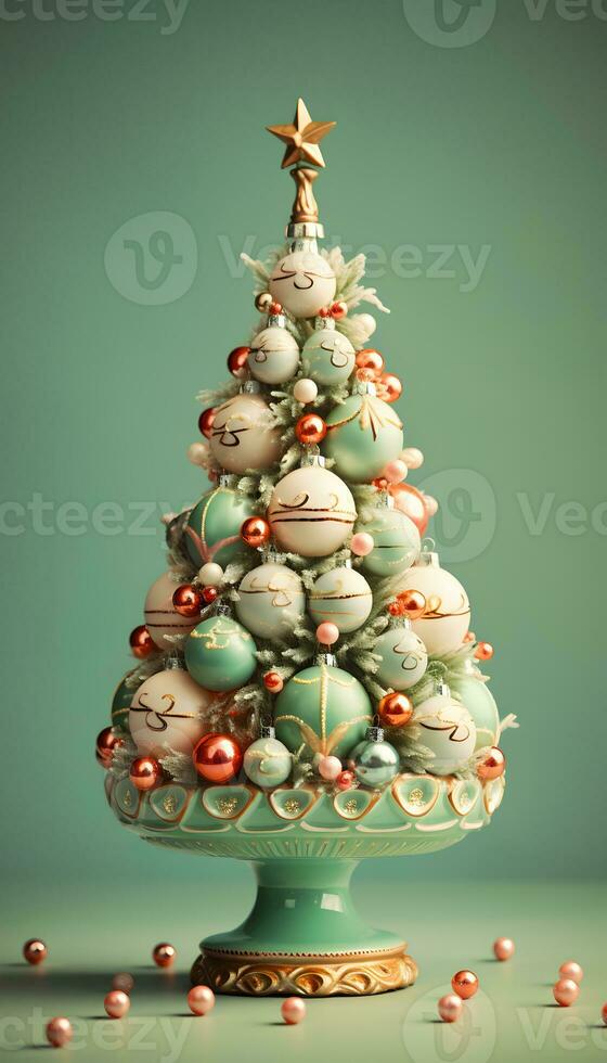 Beautiful christmas tree decorated with ornaments AI Generative photo