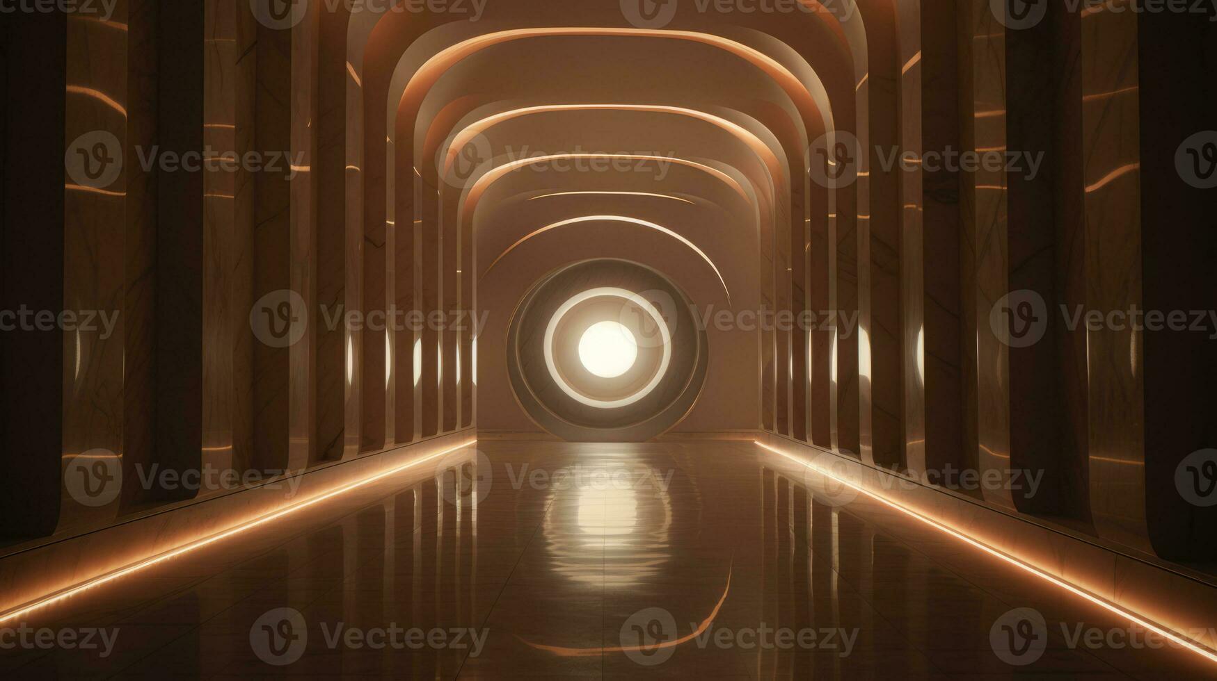 AI generated Empty marble futuristic tunnel. Technology Design. photo