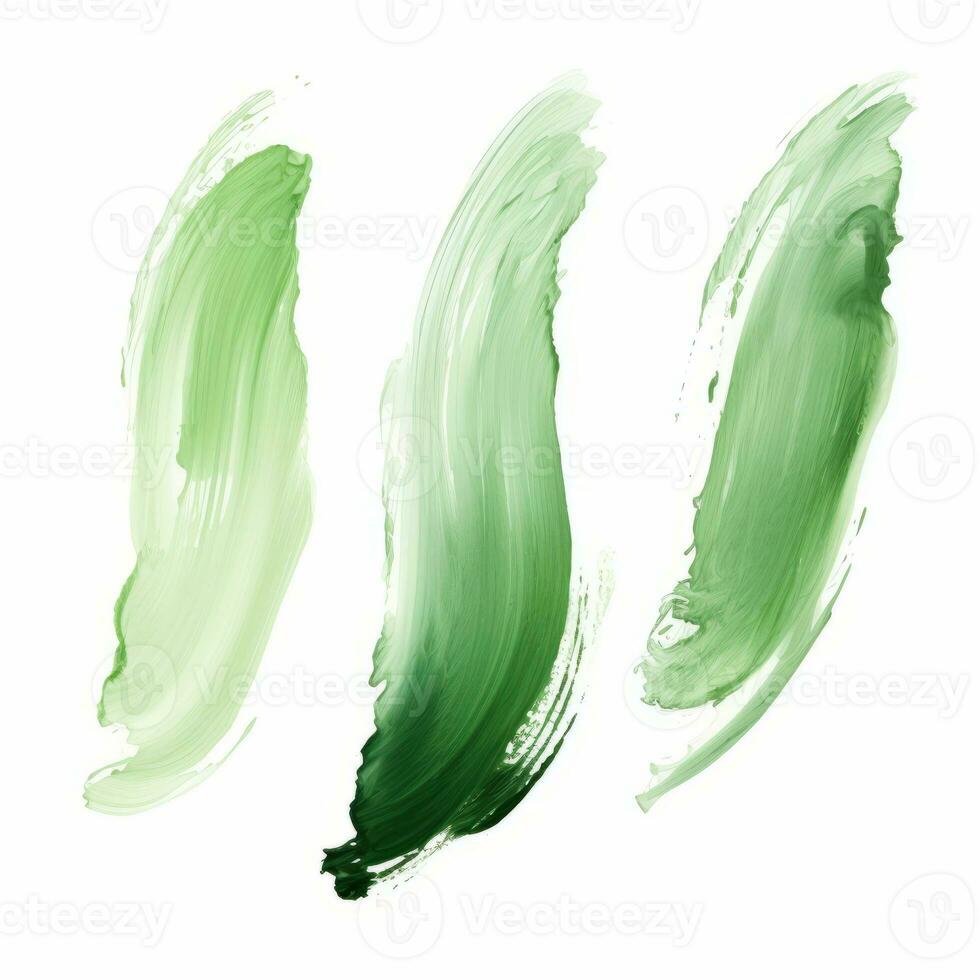 AI generated Elegant green mascara brush set. Collection of grunge paint texture photo