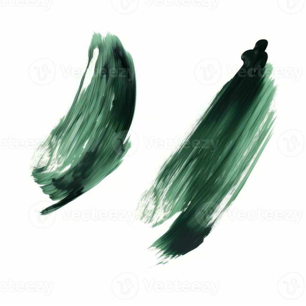 AI generated Elegant green mascara brush set. Collection of grunge paint texture photo