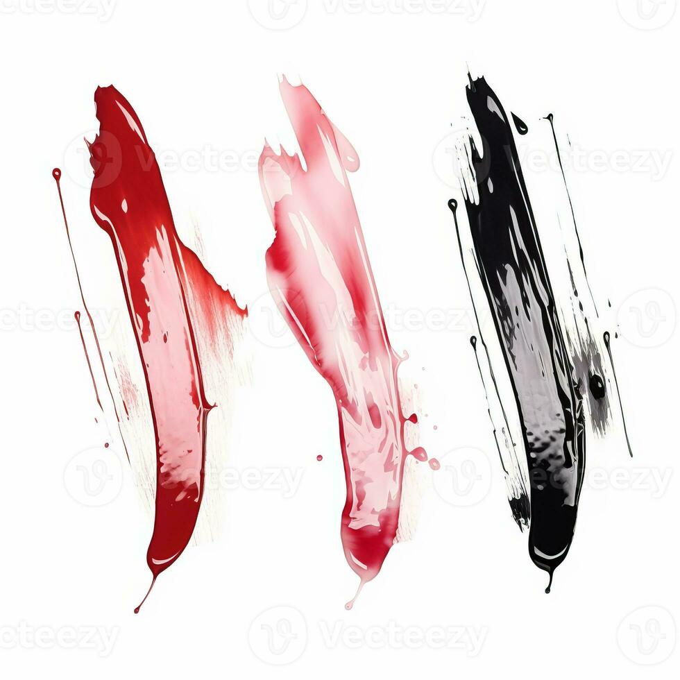 AI generated Elegant multicolored mascara brush set. Collection of grunge paint texture photo