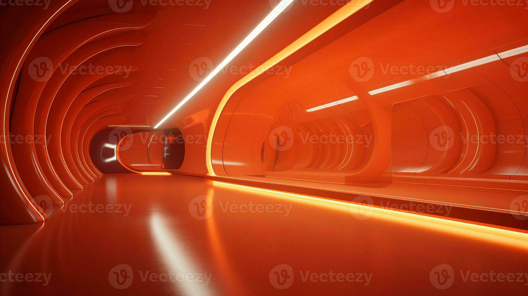 AI generated Empty futuristic tunnel. Technology Design. photo