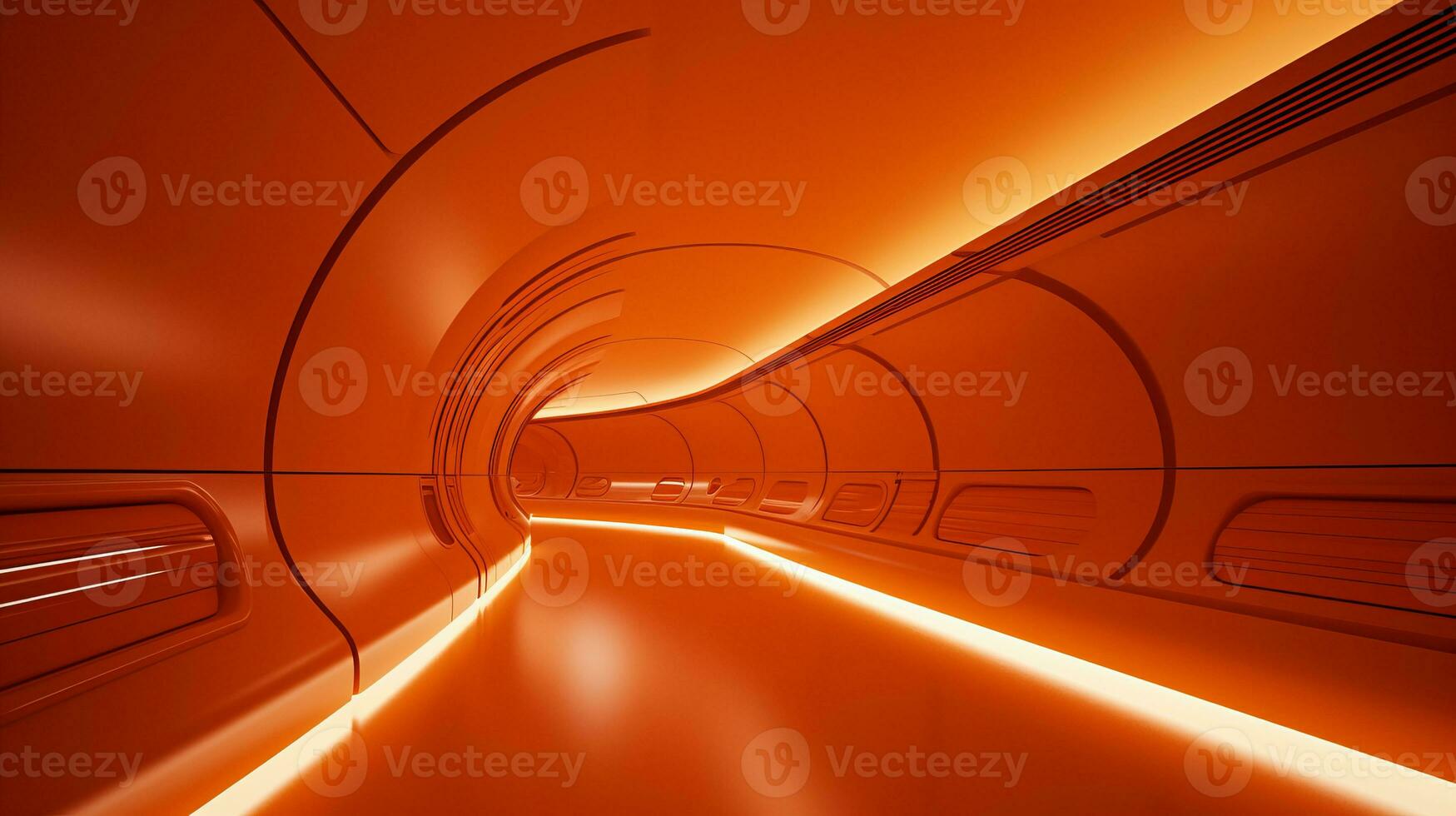 AI generated Empty futuristic tunnel. Technology Design. photo