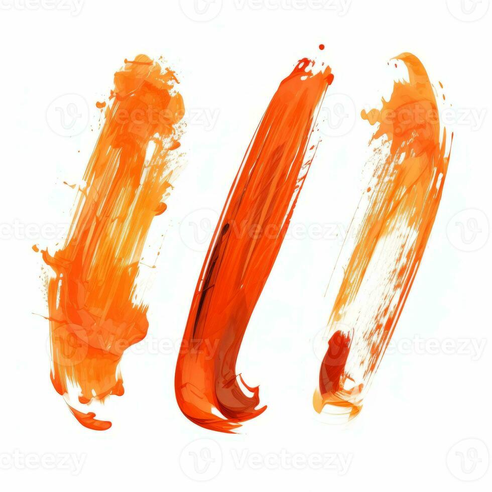 AI generated Elegant orange mascara brush set. Collection of grunge paint texture photo