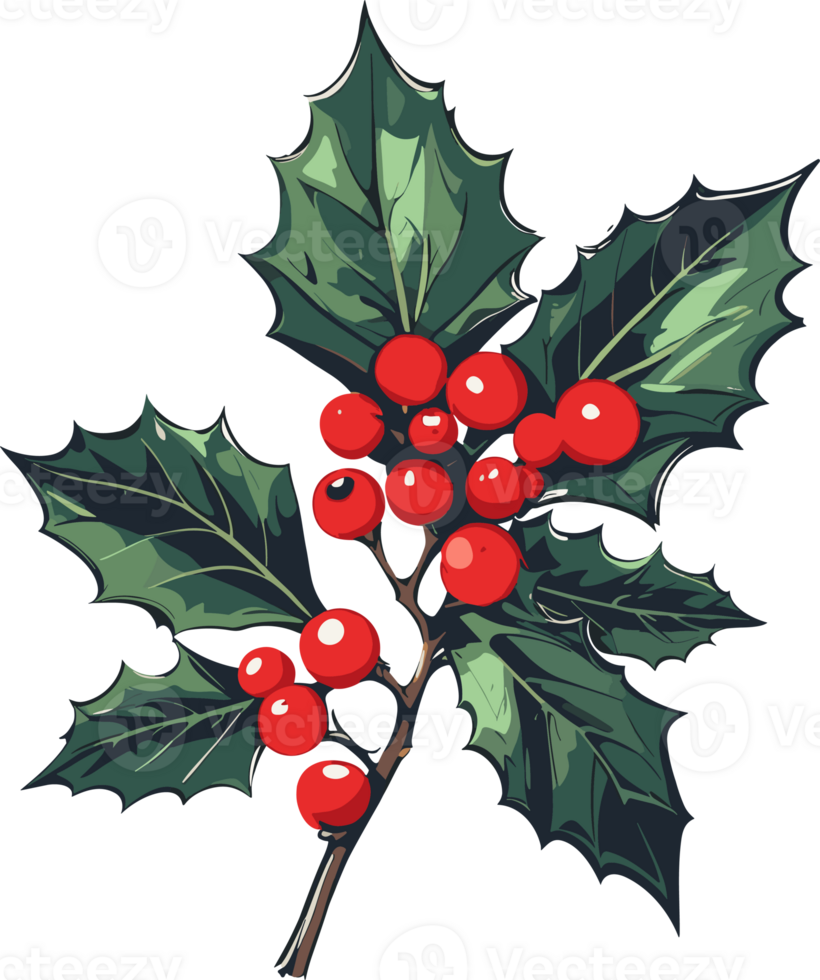 Christmas holly leaf AI Generate png