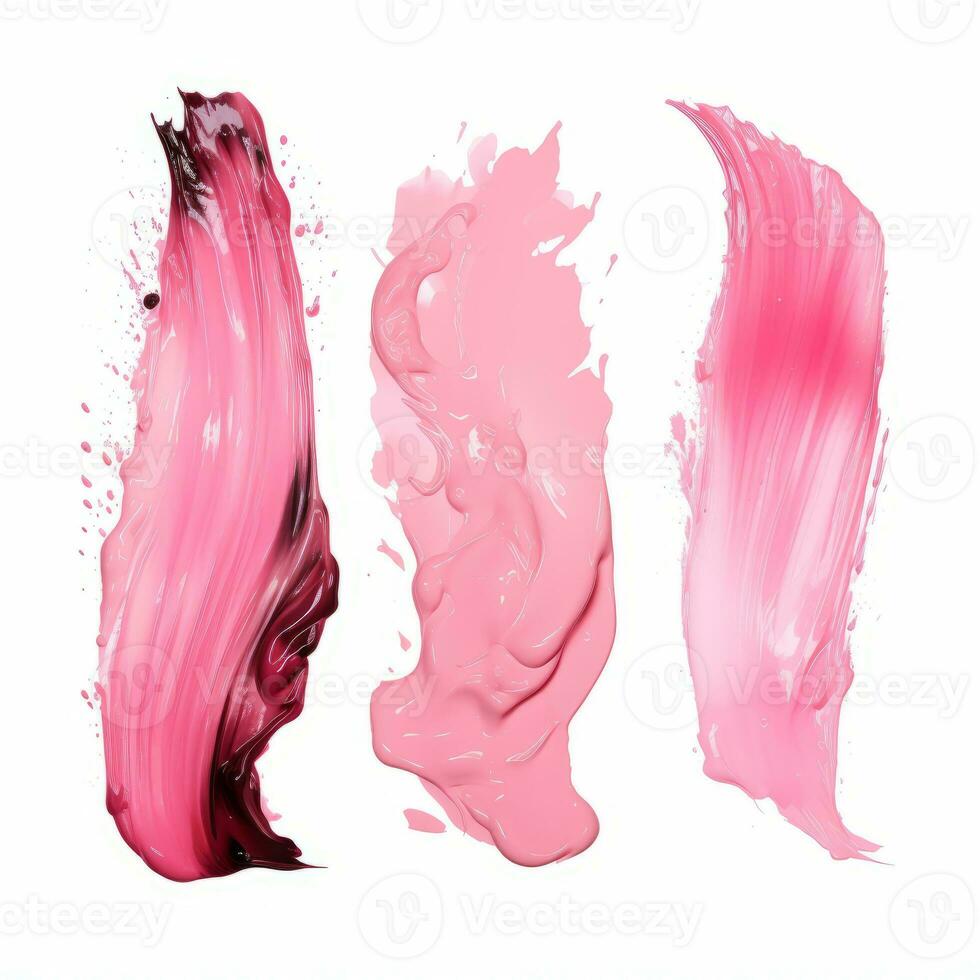 AI generated Elegant pink mascara brush set. Collection of grunge paint texture photo