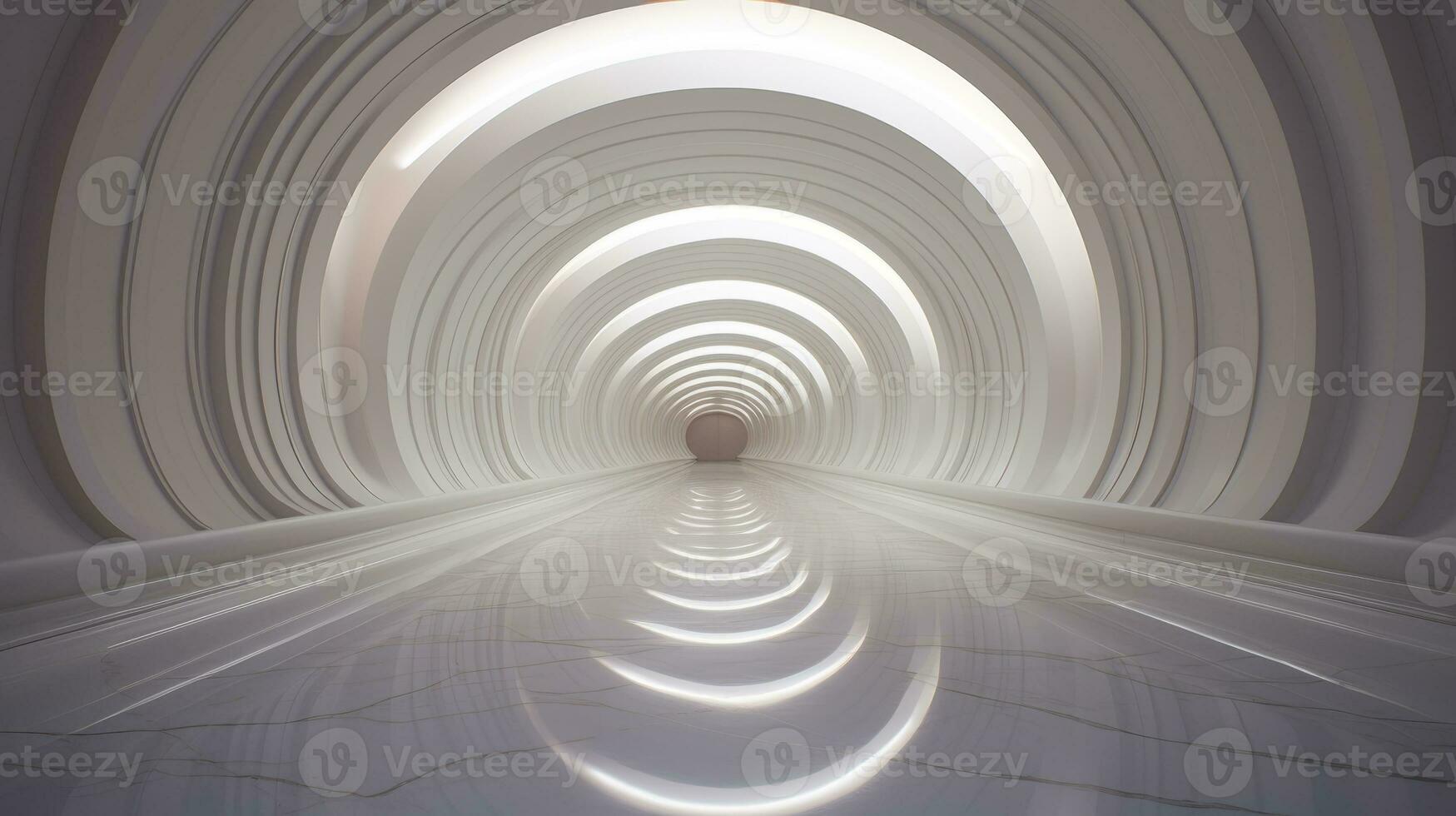 AI generated Empty marble futuristic tunnel. Technology Design. photo