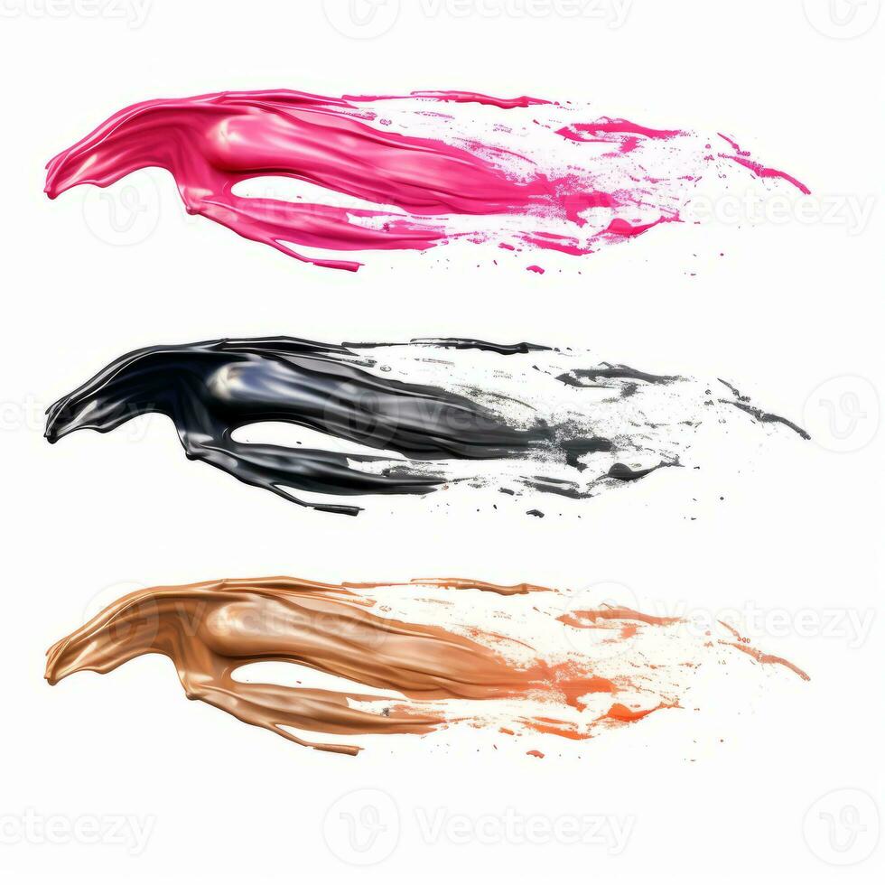 AI generated Elegant multicolored mascara brush set. Collection of grunge paint texture photo