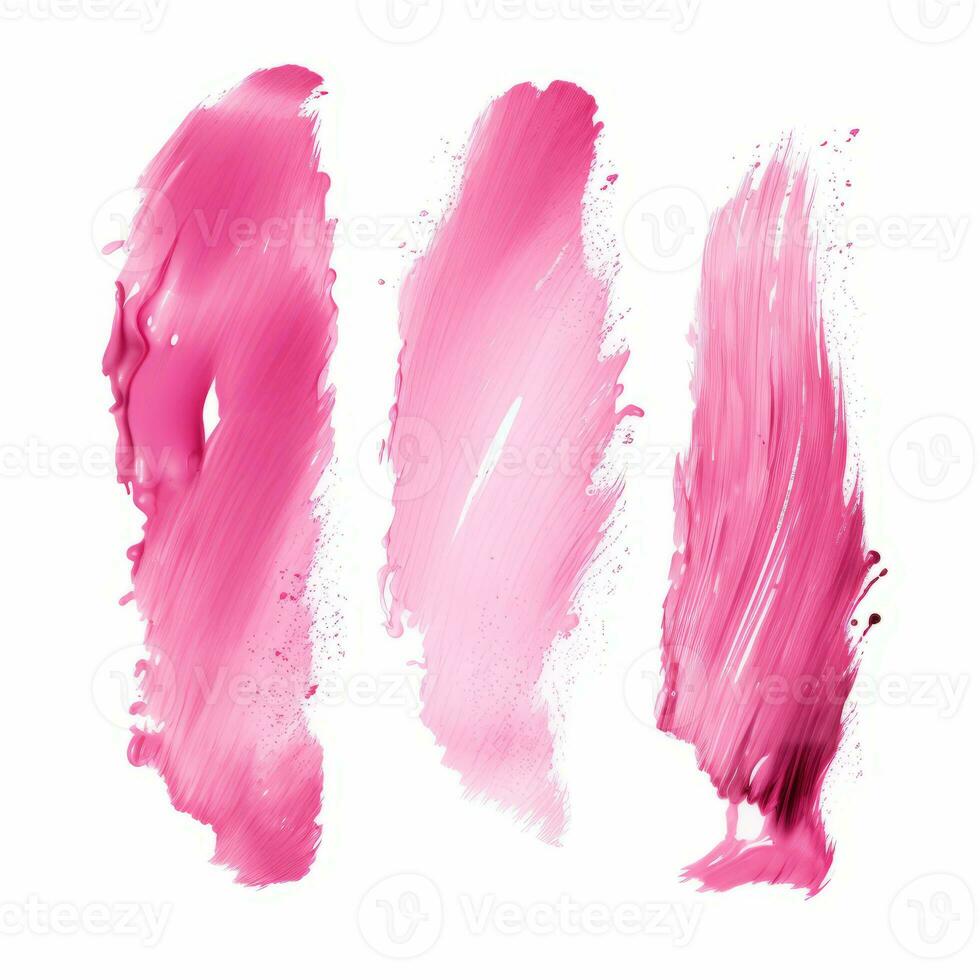 AI generated Elegant pink mascara brush set. Collection of grunge paint texture photo